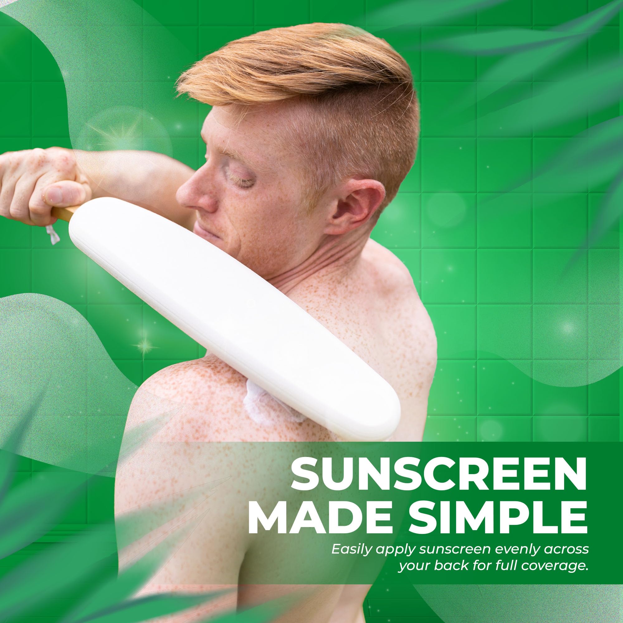 GranNaturals Lotion Applicator for your Back, Feet, and Legs - Sunscreen Applicator - Long Curved Easy Reach Body Brush for Suntan, Sunless Self-Tanning, Skin Cream, Acne, Body Wash - Elderly Aid