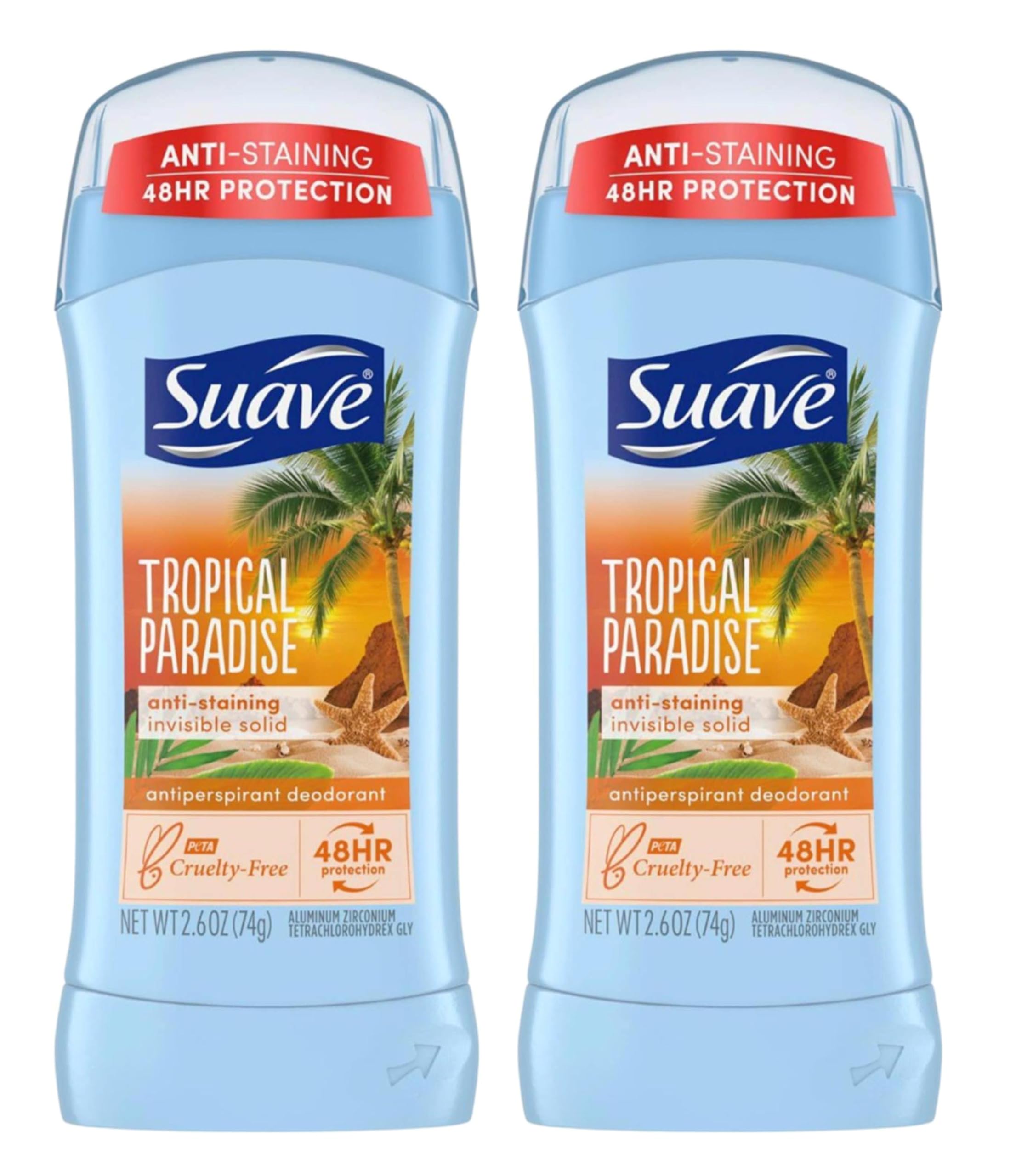 Suave Deodorant 2.6 Ounce 24Hr Tropic Paradise Invis. Solid (76ml) (2 Pack)