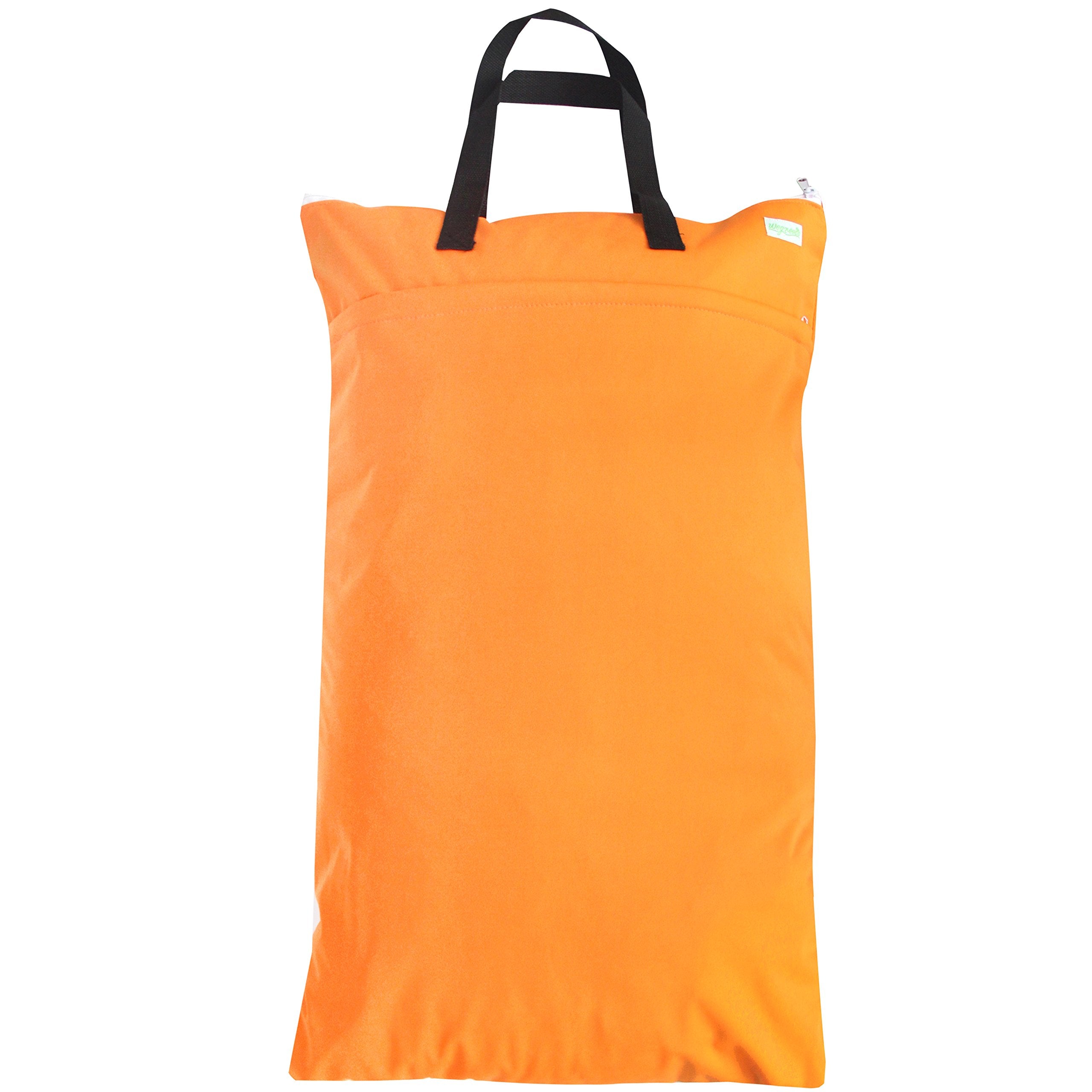 wegreeco Reusable Hanging Wet Dry Cloth Diaper Bag (Orange, Fox)