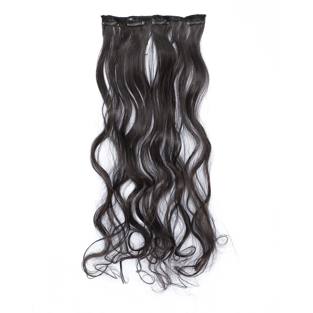 Dark Brown-4# : SWACC Women 20 Inches Curly Full Head 7 Separate Pieces Heat Resistance Synthetic Hair Clip in Hair Extensions (Dark Brown-4#)
