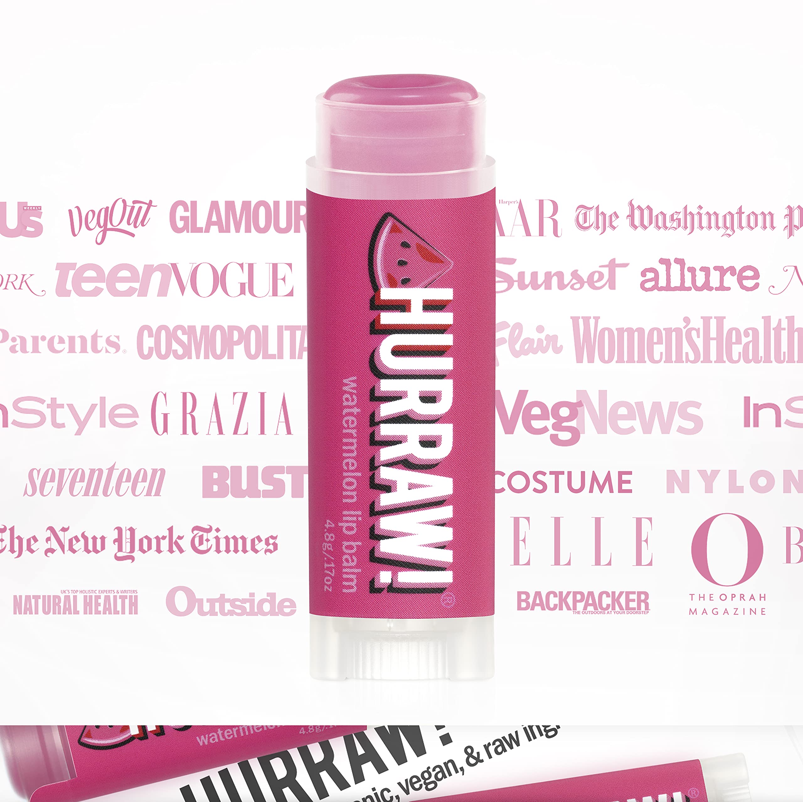 Hurraw! Watermelon Lip Balm, 2 Pack: Organic, Certified Vegan, Cruelty and Gluten Free. Non-GMO, 100% Natural Ingredients. Bee, Shea, Soy and Palm Free. Made in USA