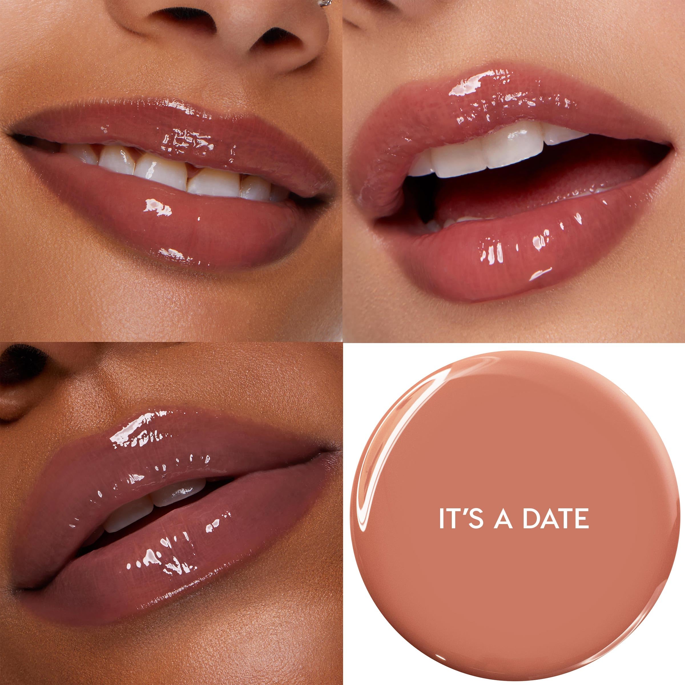 ColourPop So Juicy Plumping Glossy Lip Oil - Hydrating & Plumping Lip Oil with a Sheer Wash of Non-Sticky Color - Infused with Peptides, Ceramides & Ginger - Its a Date (0.29)