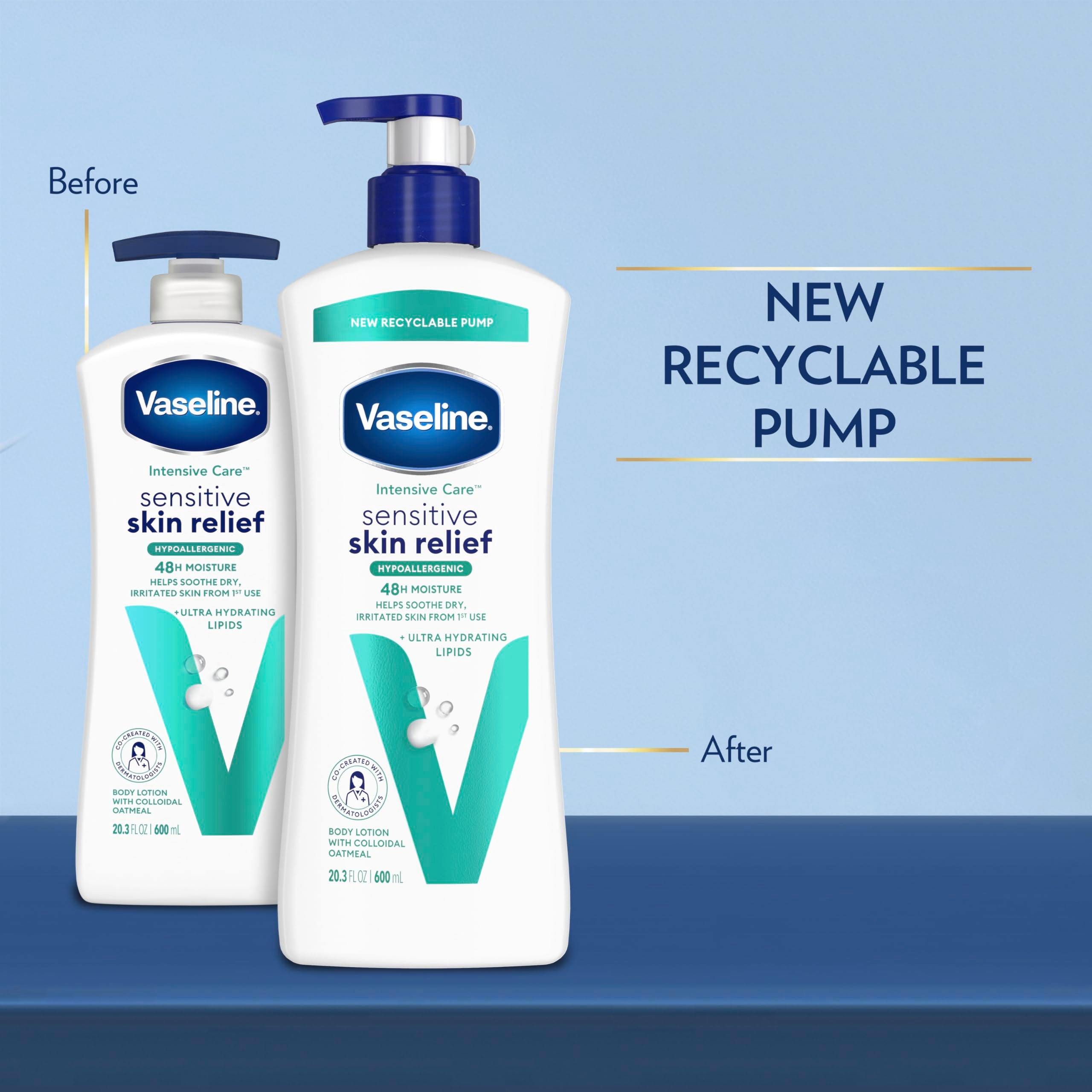 Vaseline Intensive Care Body Lotion 4 Pack Sensitive Skin Relief For Dry Skin With Colloidal Oatmeal and Ultra-Hydrating Lipids 20.3 oz