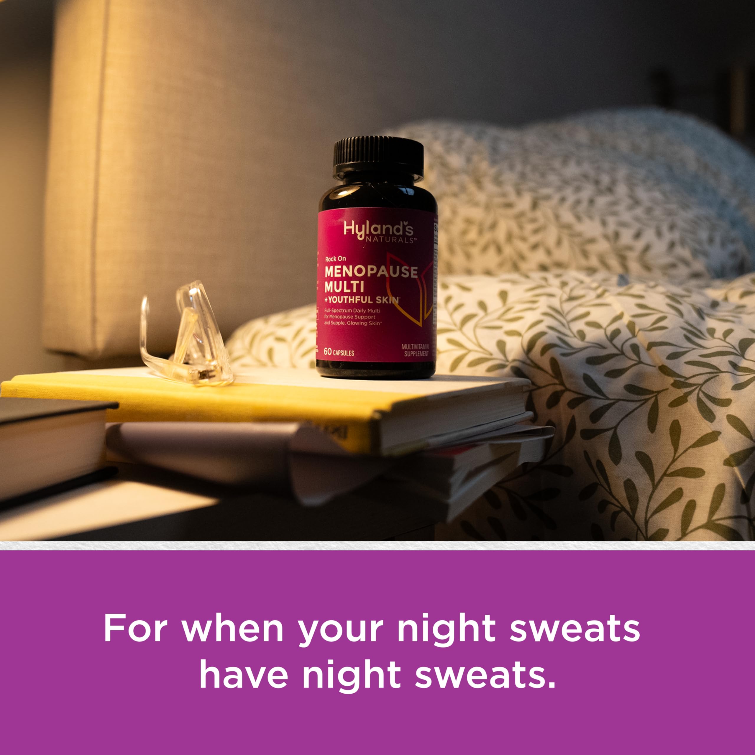 Hyland's Rock On Menopause and Youthful Skin Multivitamin for Women with Immune Support, 60 Capsules, Menopause Relief for Women with Biotin, Collagen, and Red Clover