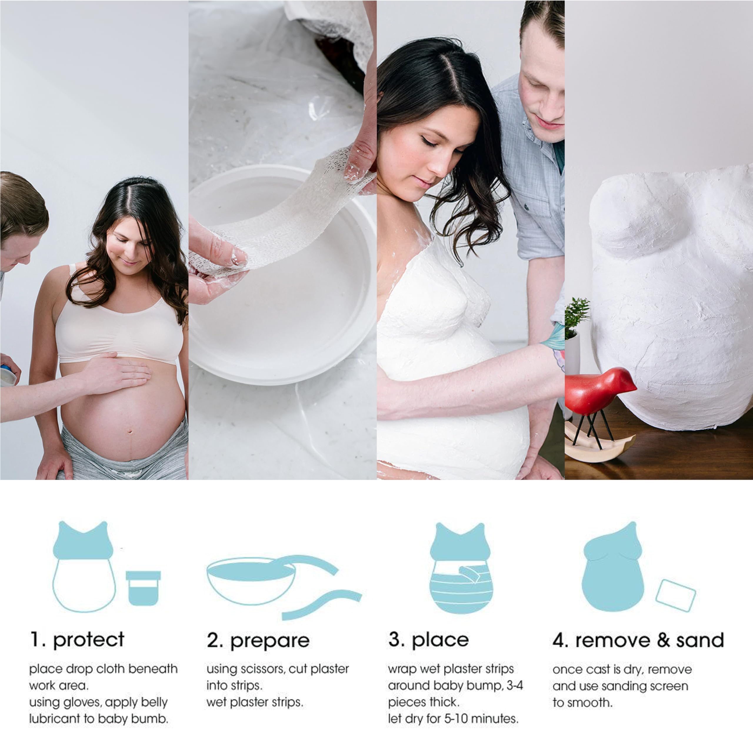 Pearhead Belly Casting Kit, Pregnancy Keepsake Making Kit, Easy DIY Plaster Cast Baby Bump Keepsake, Baby Gift For Expecting Moms and Ideal Nursery Decor, White