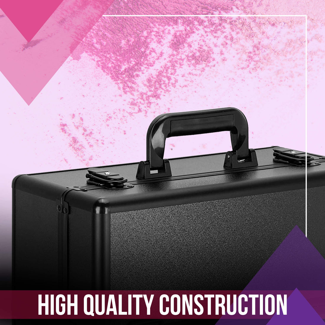 Ver beauty 6-tiers accordion trays professional cosmetic makeup train case organizer travel - vp001, Black Matte