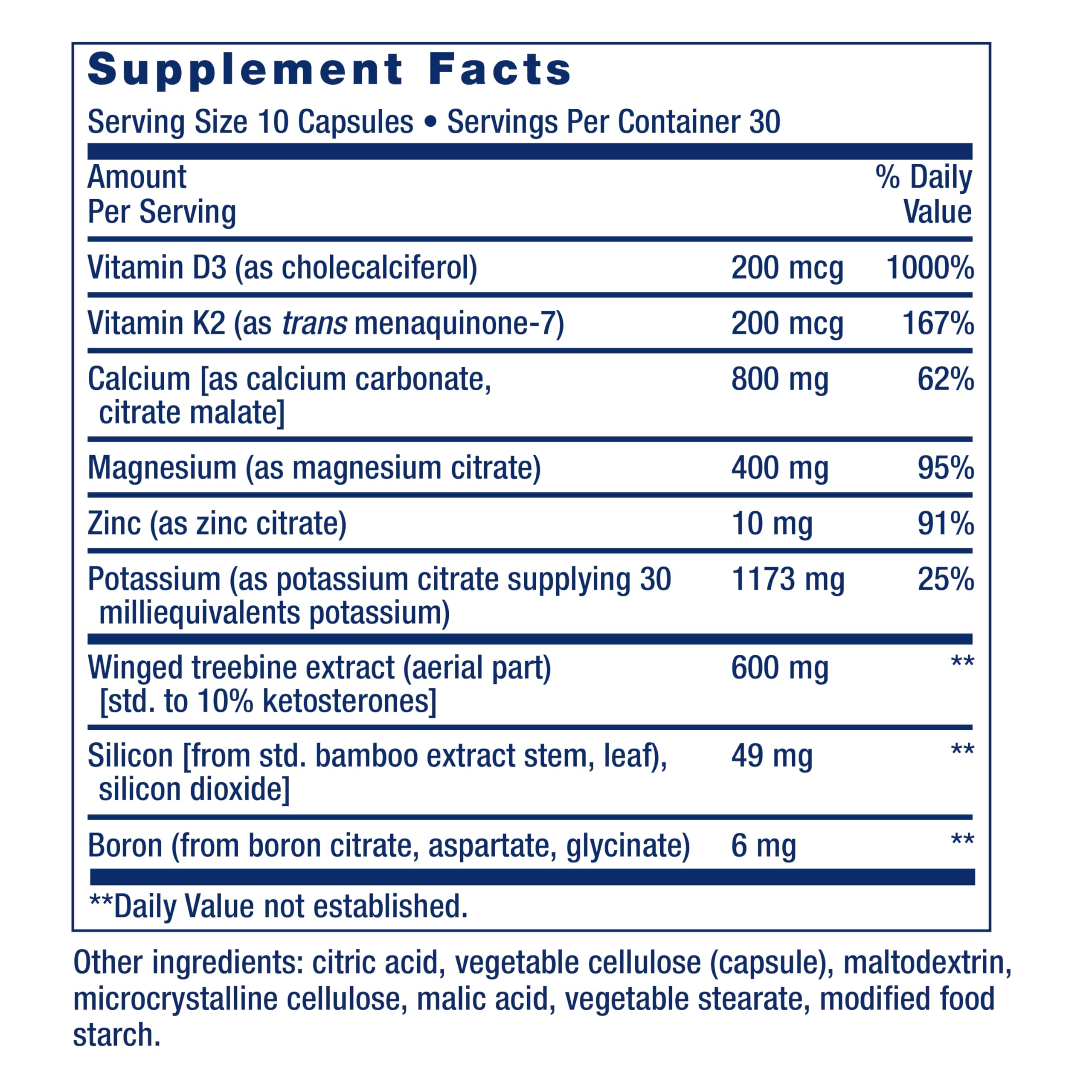 Life Extension Dr. Strum's Intensive Bone Formula, Cissus quadrangularis, Calcium, Vitamin D3, K2, Magnesium, zinc, Potassium, Boron, Bone Health Support Formula, Gluten Free, Non-GMO, 300 Capsules
