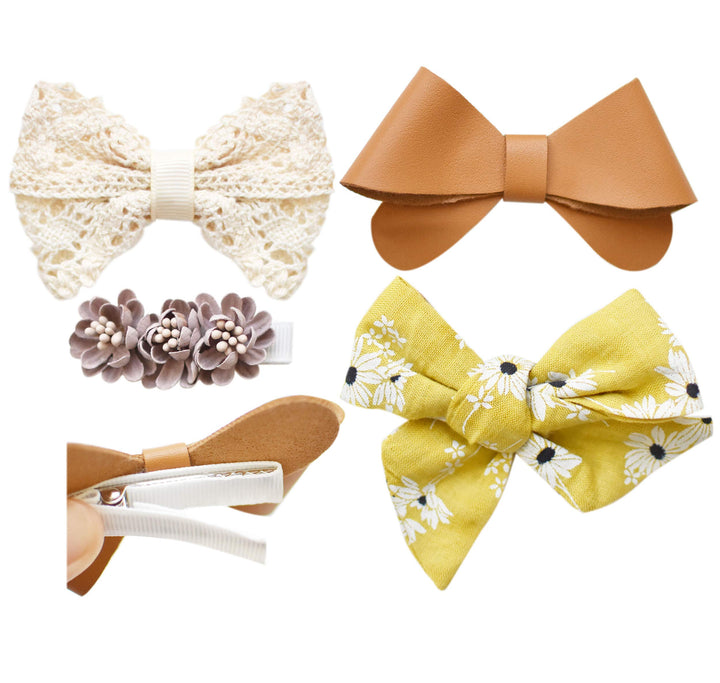 California Tot Non-Slip Fully Lined Alligator Clip Hair Accessories for Fine Hair, Little Girls, Toddlers (Kimono Clip Set of 4)