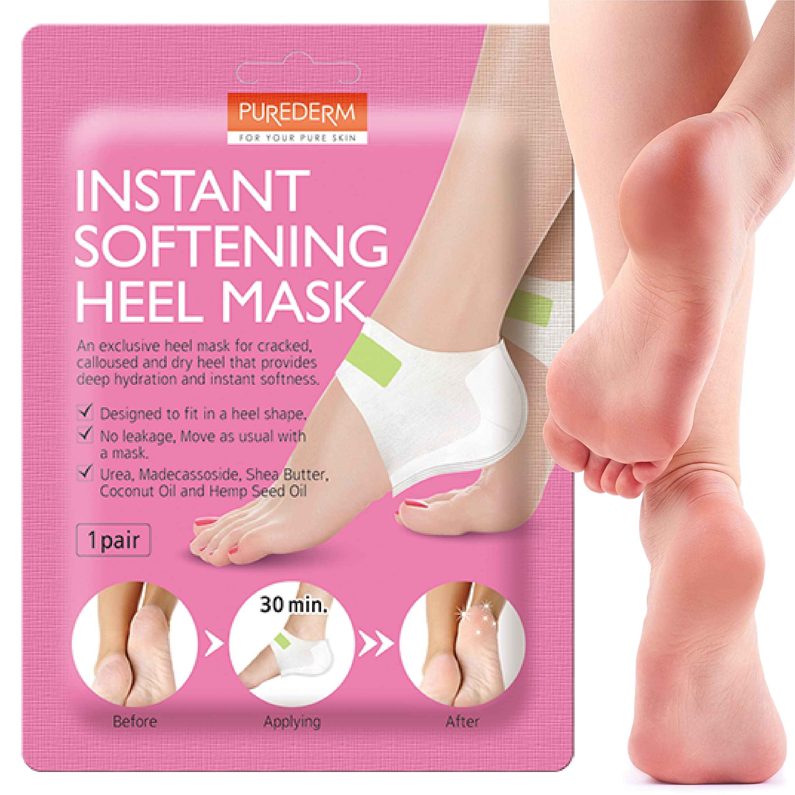 PUREDERM Instant Softening Heel Mask 0.63oz/ Korean beauty/Moisture foot mask, Foot mask, Foot care, Heel mask, Foot spa, Self foot care, Heel patch
