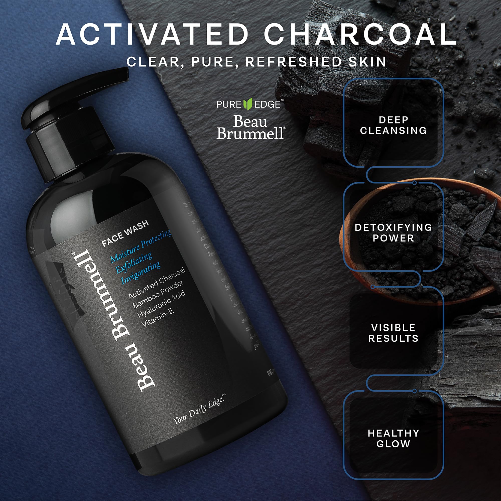 The Gentlemen's Face Wash by Beau Brummell for Men | An Activated Charcoal Daily Facial Cleanser | Expertly Formulated Men's Skin Care - 8 fl. oz. by Beau Brummell