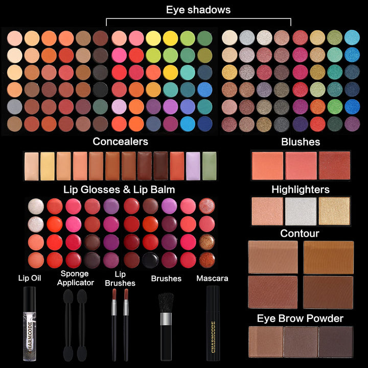Professional All in One Makeup Kit for Women Full Kit,186 Colors Make Up Palette Valentine's Gift Set, Including Eyeshadow,Lip Gloss,Concealer,Highlighter,Contour,Brow Powder,Mascara,Blush & Brush