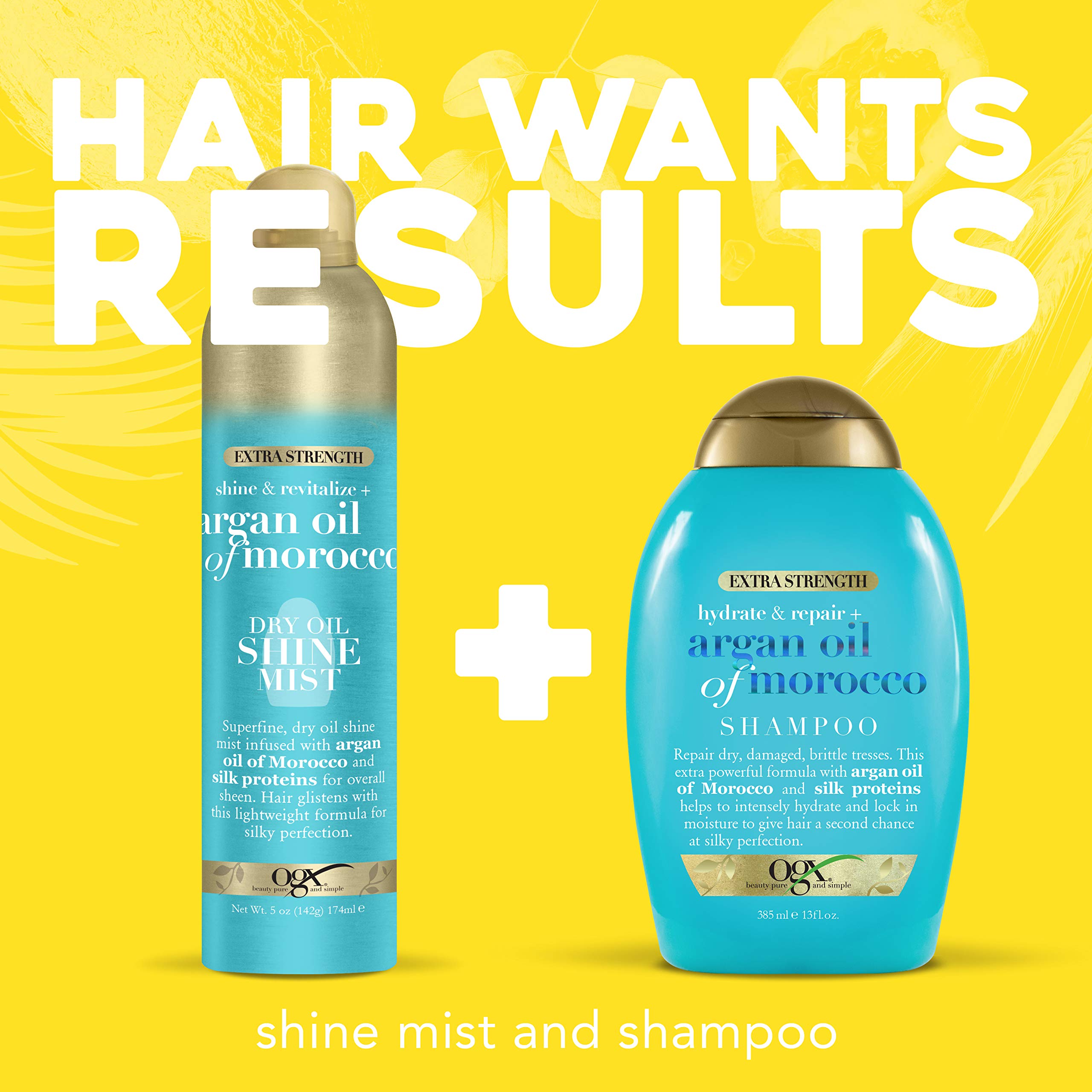 OGX Revitalize + Argan Shine Extra Strength Dry Oil Conditioning Mist with Argan Oil & Silk Proteins, Light Nourishing Hair Treatment to Soften Hair & Add Luminous Shine, 5 Ounce