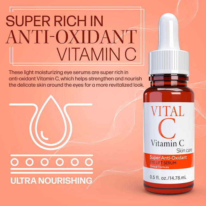 Vital-C Vitamin C Serum for Eyes, 0.5 oz | Anti Aging & Anti Wrinkle | Light Moisturizer | Skin Brightening & Firming | Boosts Collagen | Anti Oxidant Rich