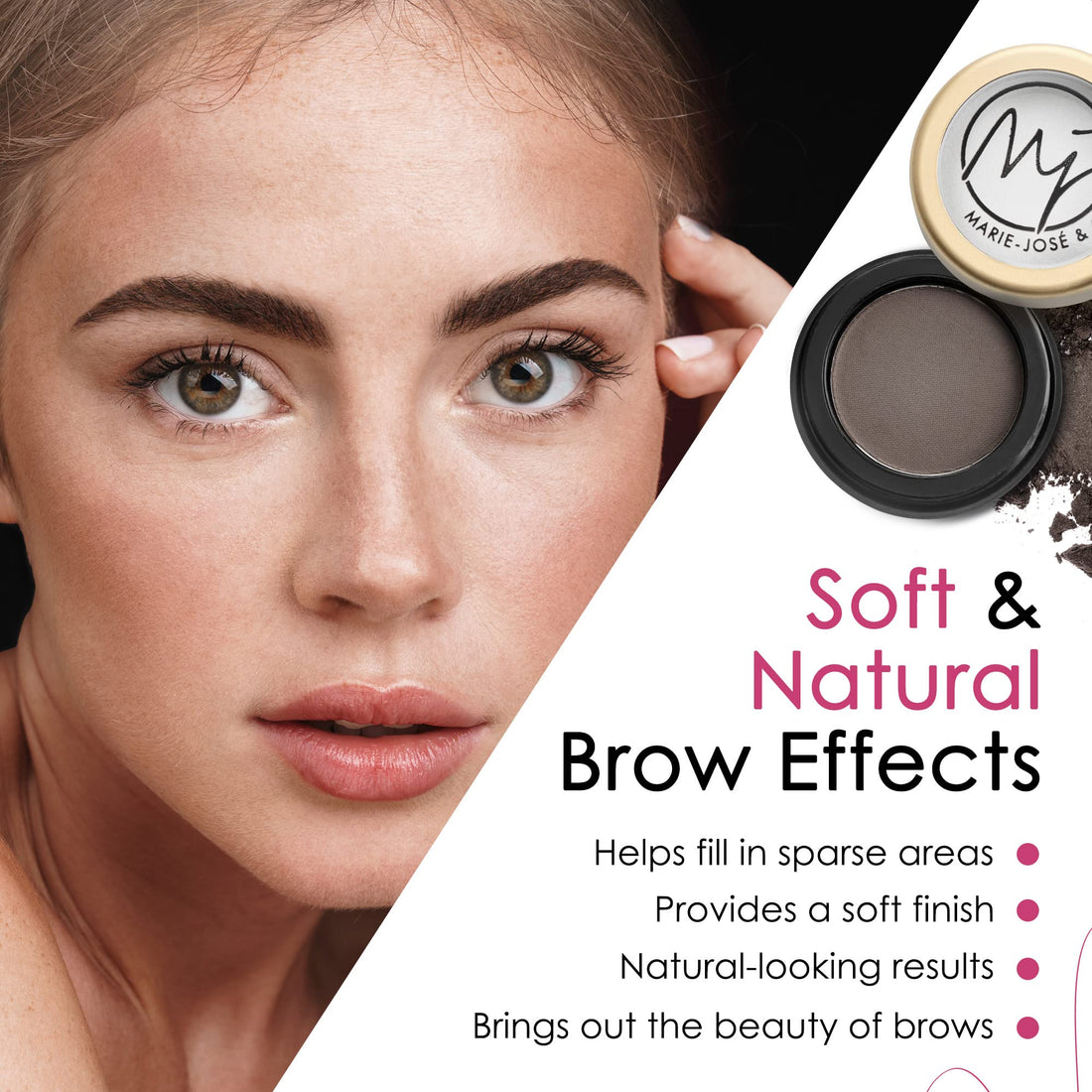 Eyebrow Powder Dark Brown By Marie Jos | Professional Make Up For Perfectly Defined Brows | Box Lasts 6 Months | 100% Satisfaction Guarantee!
