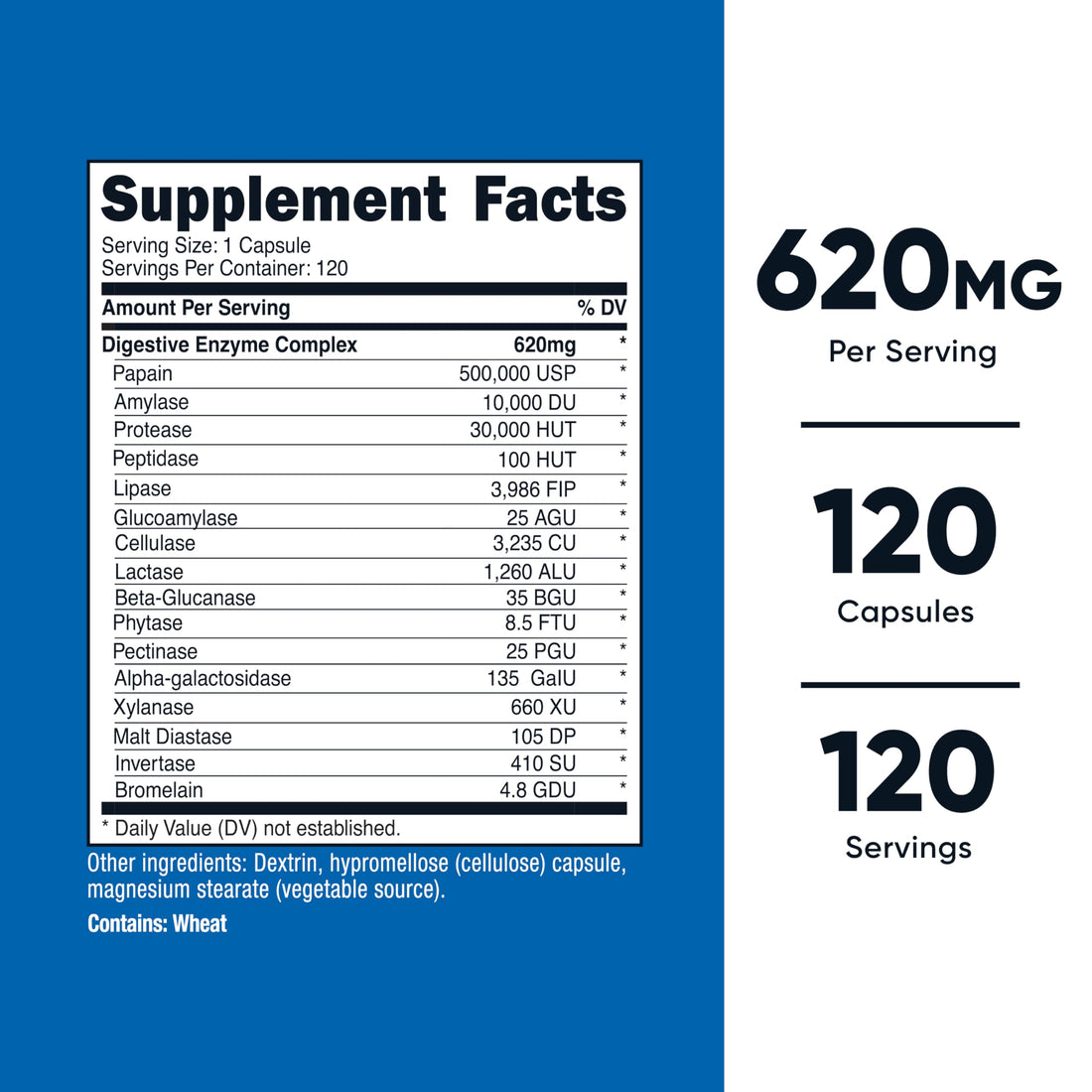 Nutricost Digestive Enzymes 620mg, 120 Capsules - Complete Digestive Enzyme Supplement