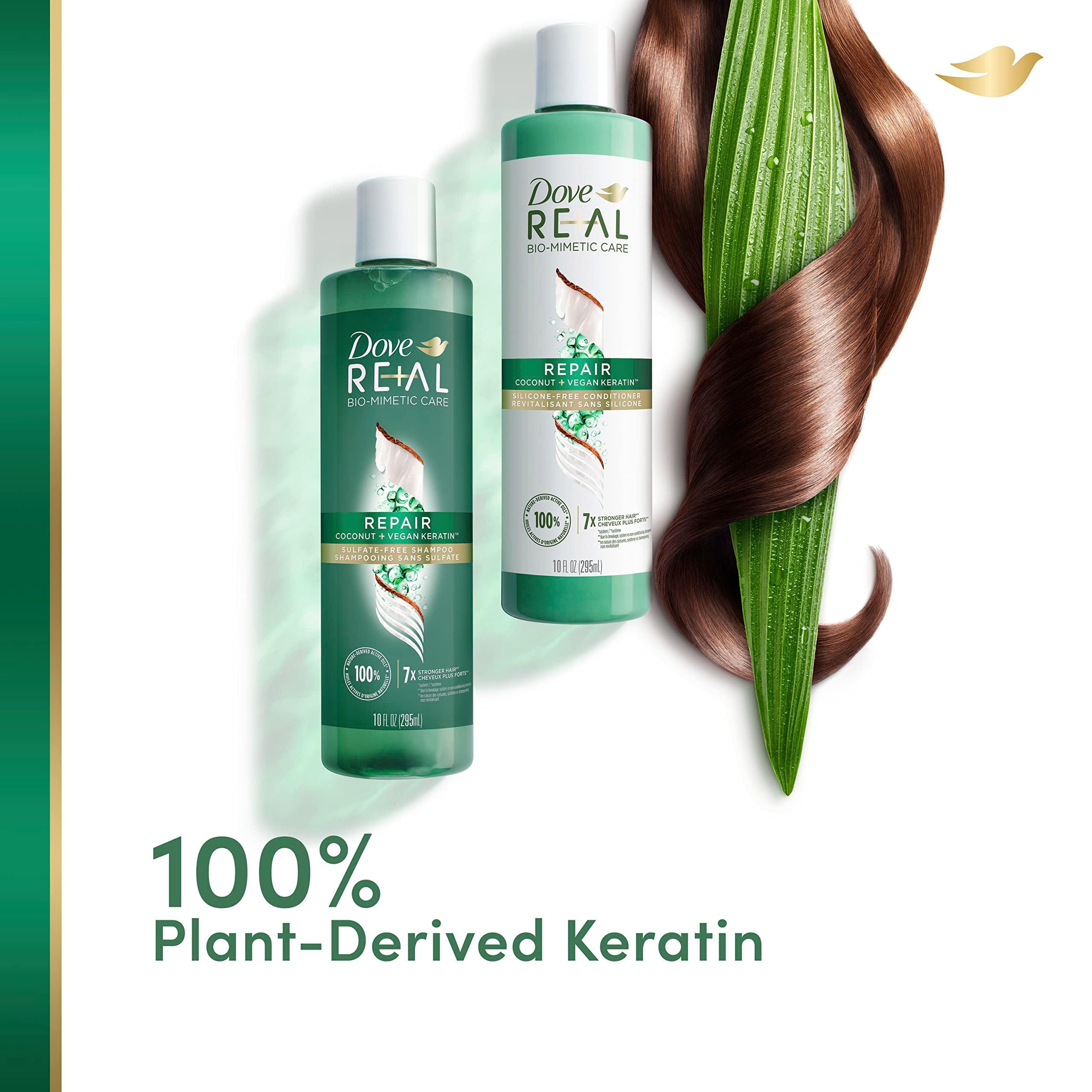 Dove RE+AL Bio-Mimetic Care Conditioner For Damaged Hair Repair Coconut + Vegan Keratin Silicone-Free Conditioner 10oz