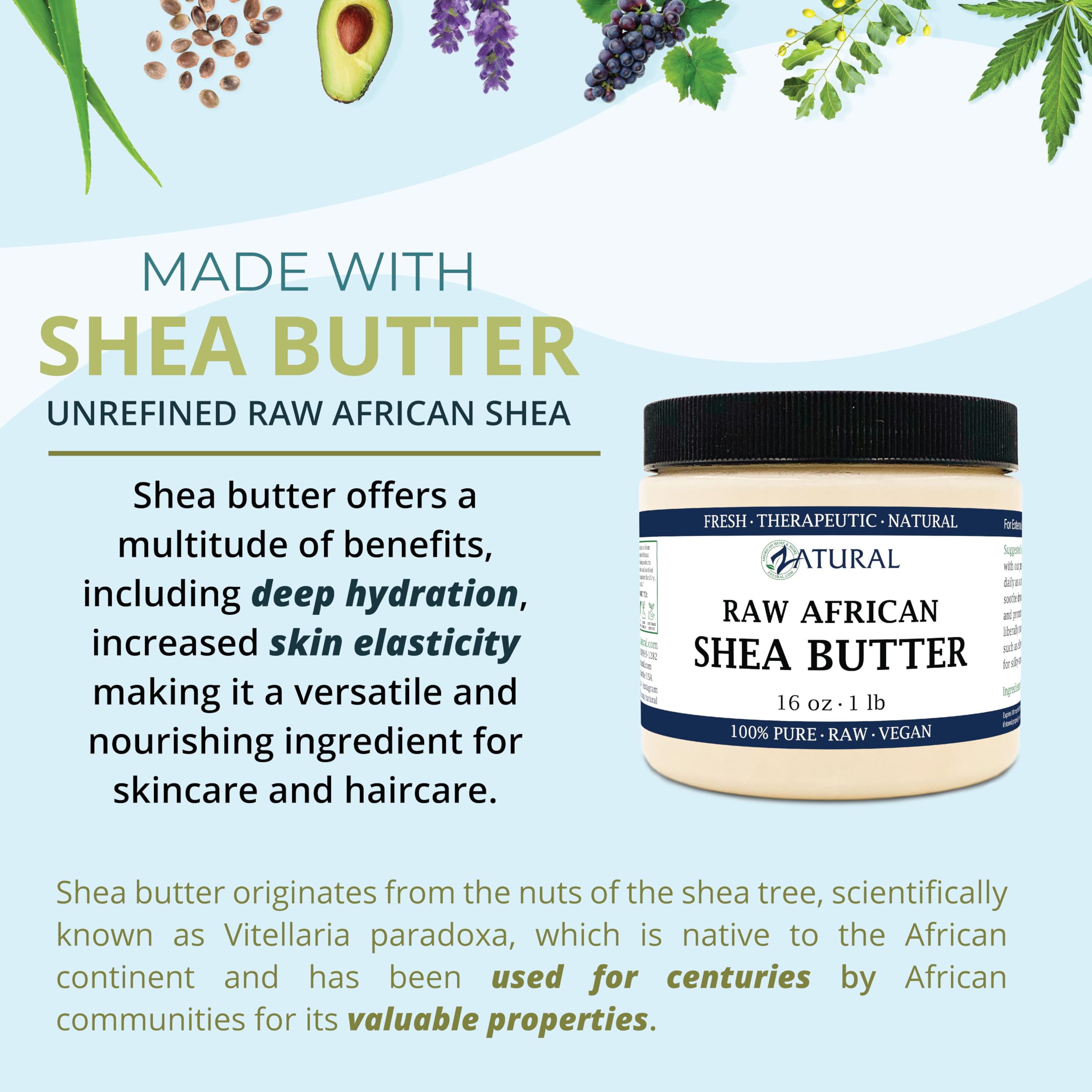 Raw Shea Butter-100% Pure, Virgin, Unrefined, Raw Ivory Shea Butter from NakedOil (16 Ounce)