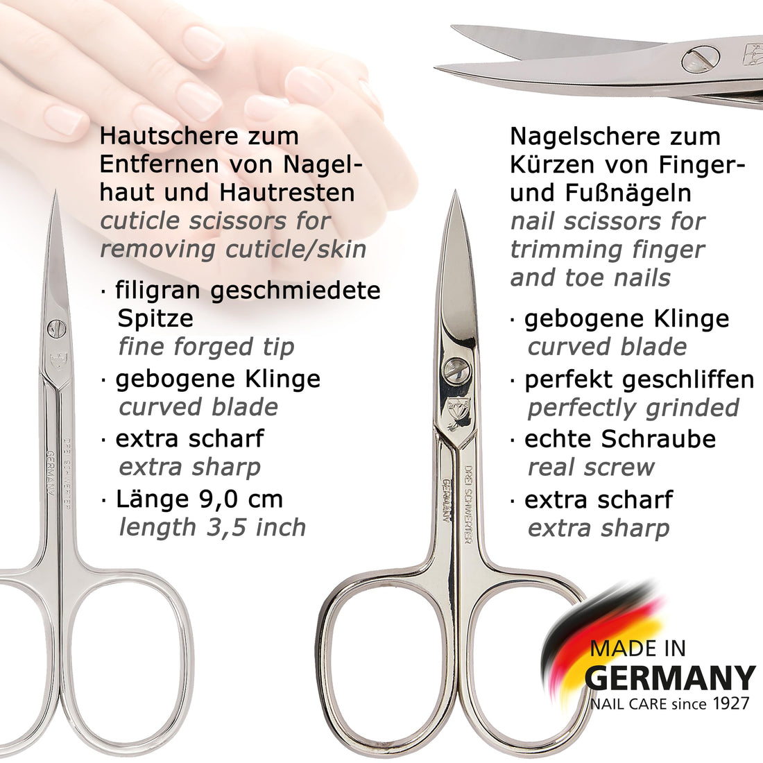 3 Swords Germany - brand quality 11 piece manicure pedicure grooming kit set for professional finger & toe nail care scissors clipper genuine leather case in gift box, Made in Solingen Germany (03669)