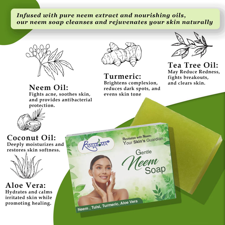 Ramaroma Purifying Neem Cleansing Bar for Clean and Healthy Looking Skin (Pack of 1).