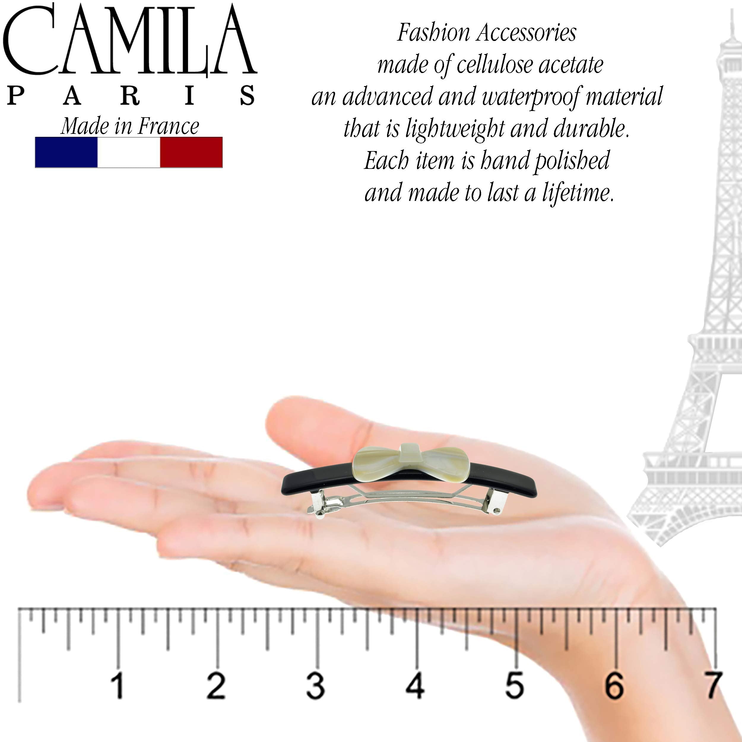 Camila Paris CP2244 French Hair Barrettes Clips for Girls, Handmade, Strong Hold Grip Hair Clips for Women, No Slip and Durable Styling Girls Hair Accessories, Made in France