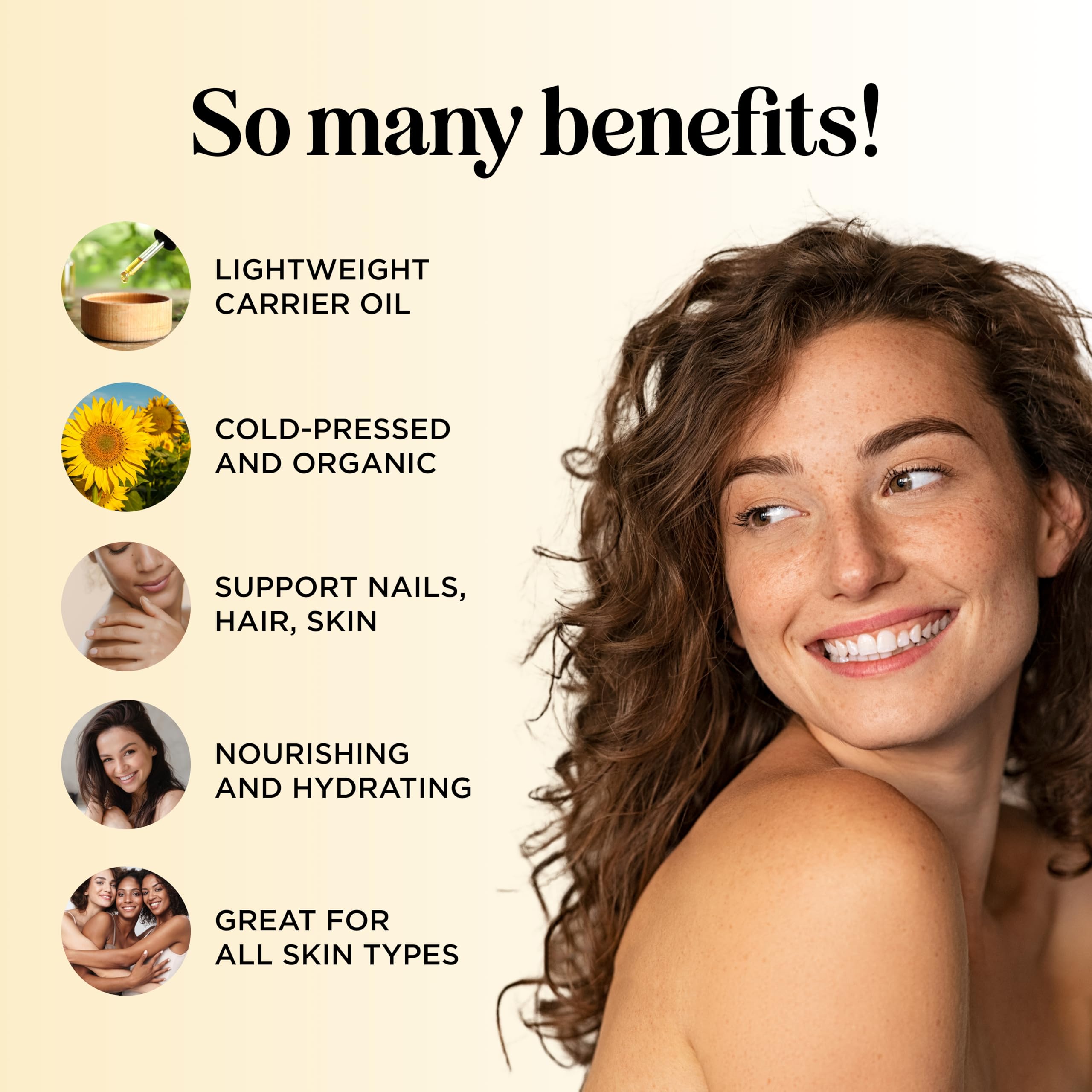 Organic Sunflower Oil for Skin Hair & Nails - 100% Pure Sunflower Seed Oil for Organic Skin Care & Natural Beauty DIYs - USDA Organic Certified Dermatologist Tested Non-GMO & Hexane Free (16 Fl Oz)