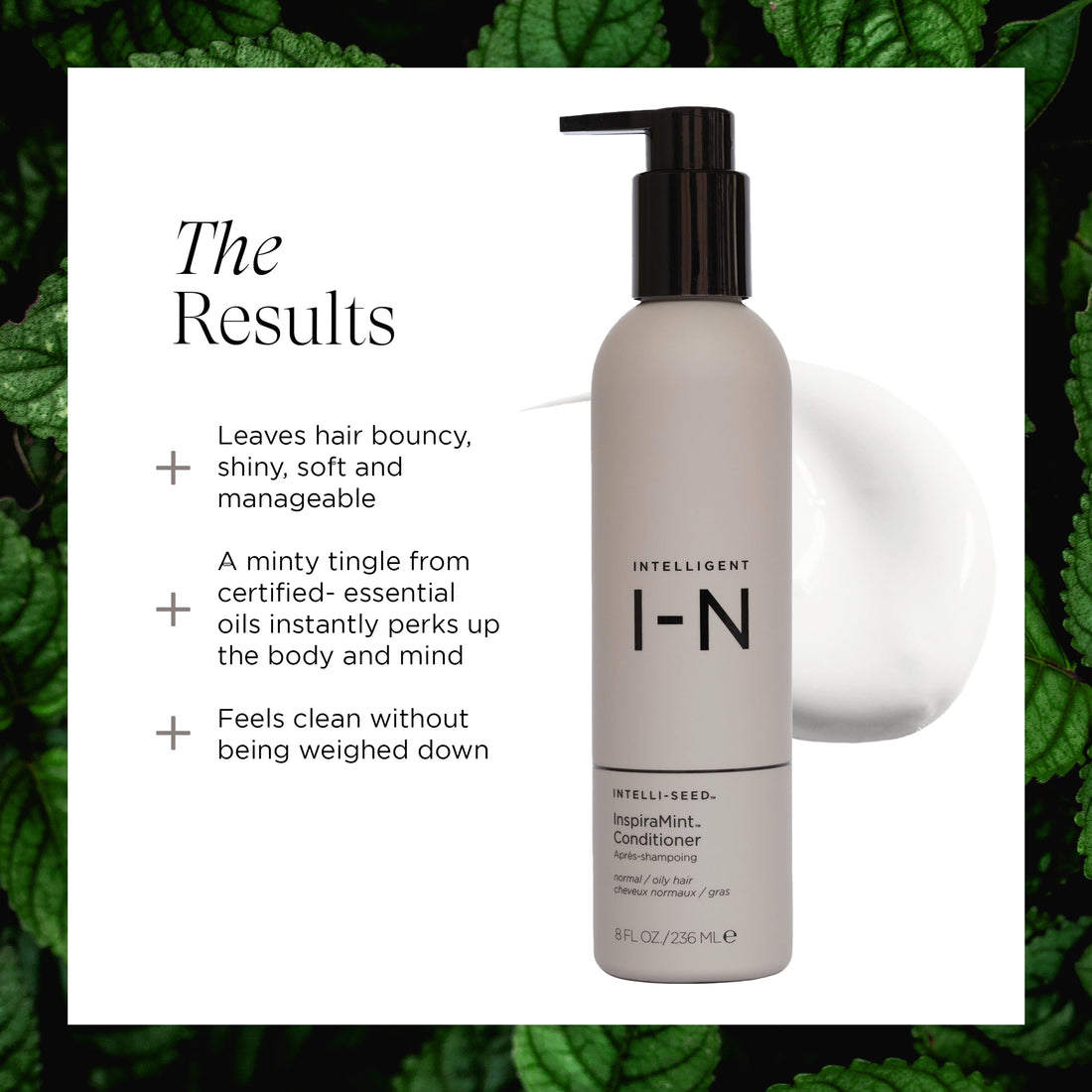 InspiraMint Conditioner, Invigorating Organic Mint Conditioner for Fine and Oily Hair with Peppermint Oil, Hydrating, Refreshing, Vegan, 8 Fl Oz