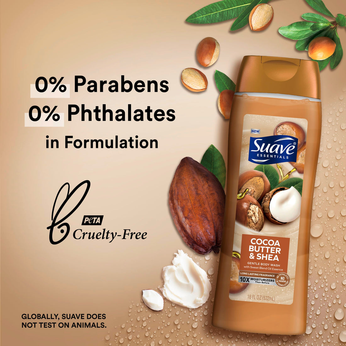 Suave Body Wash Variety 2-Pack, Milk & Honey + Cocoa Butter & Shea – Gentle Body Washes with Sweet Blend Oil Essence, 18 Oz Ea