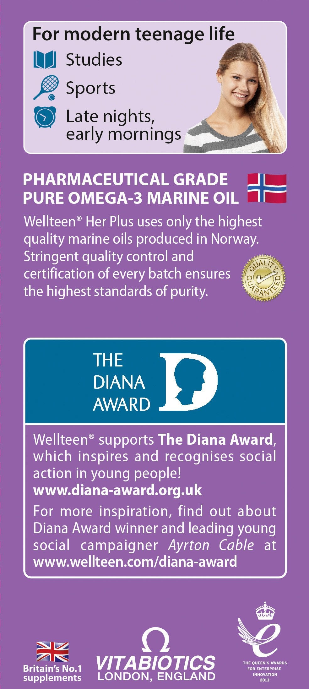 Vitabiotics Wellteen Her Plus Omega-3 - Advanced Nutritional Support for Teenagers and Young Women Ages 13-19 - 56 Tablets and Capsules