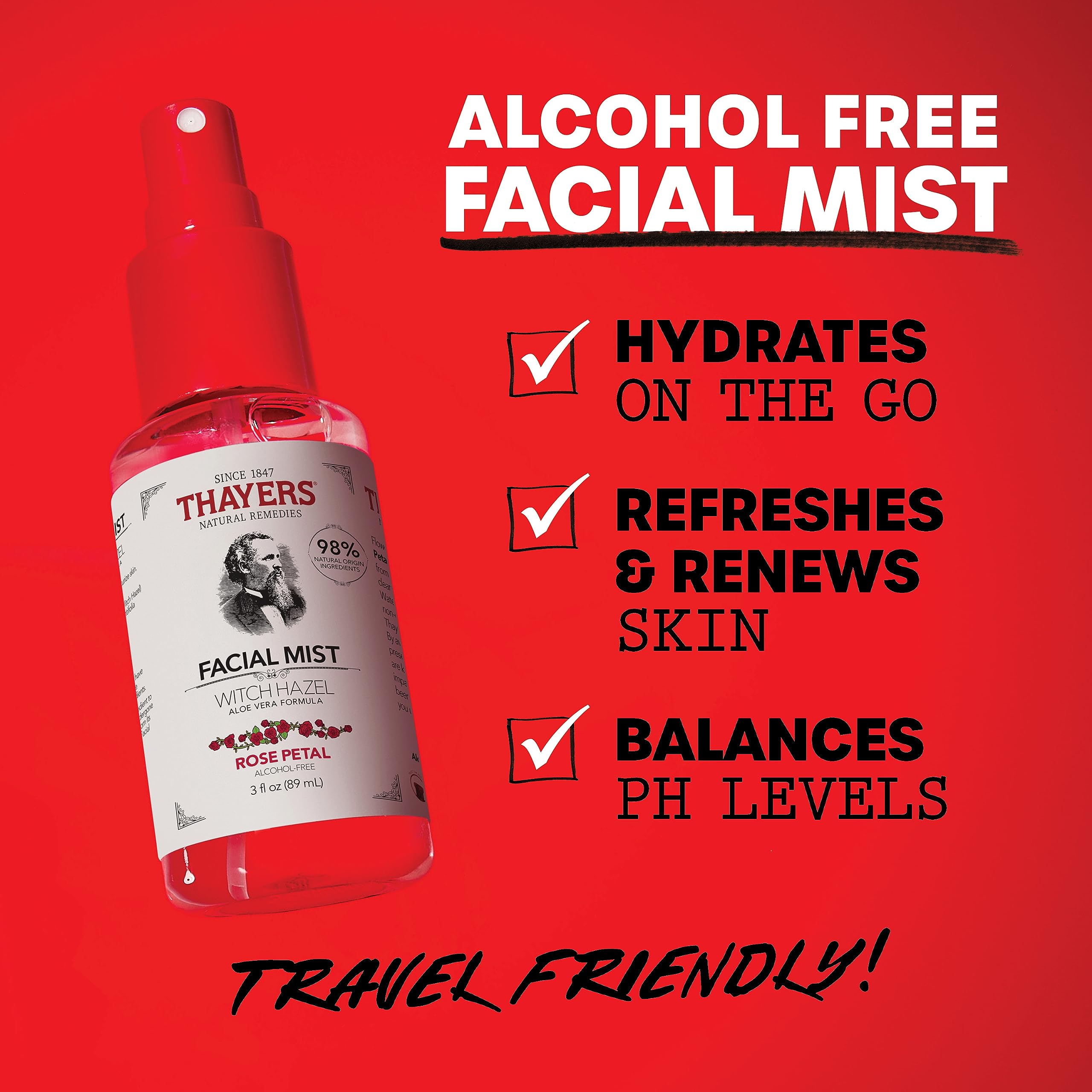 THAYERS Alcohol-Free Rose Petal Witch Hazel Facial Mist Toner - 3oz