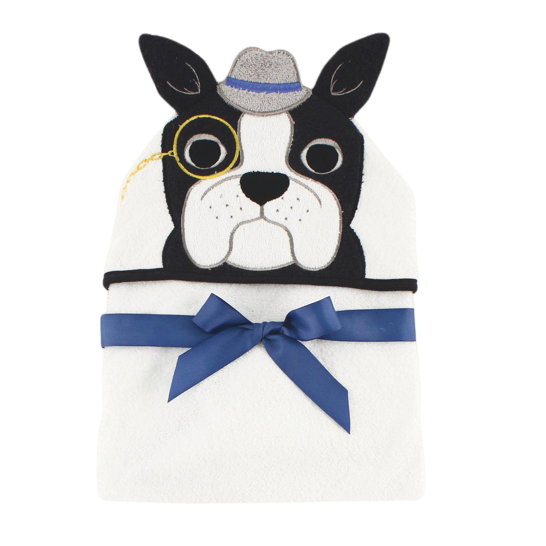 Hudson Baby Unisex Baby Cotton Animal Face Hooded Towel, Dapper Dog, One Size