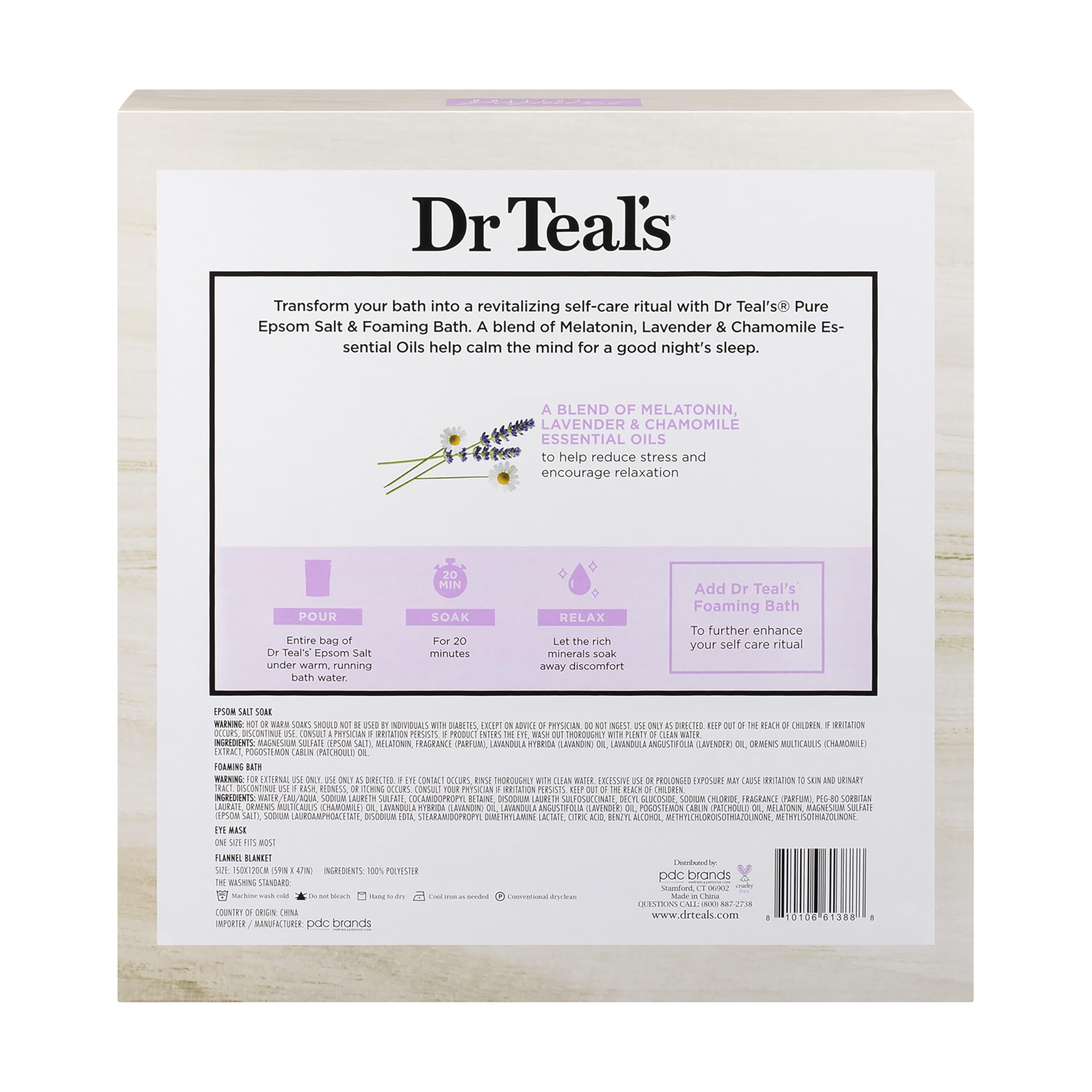 Dr Teal's Sleep Blend Cozy Wellness Bundle, Melatonin, Lavender and Chamomile, 4 Pieces