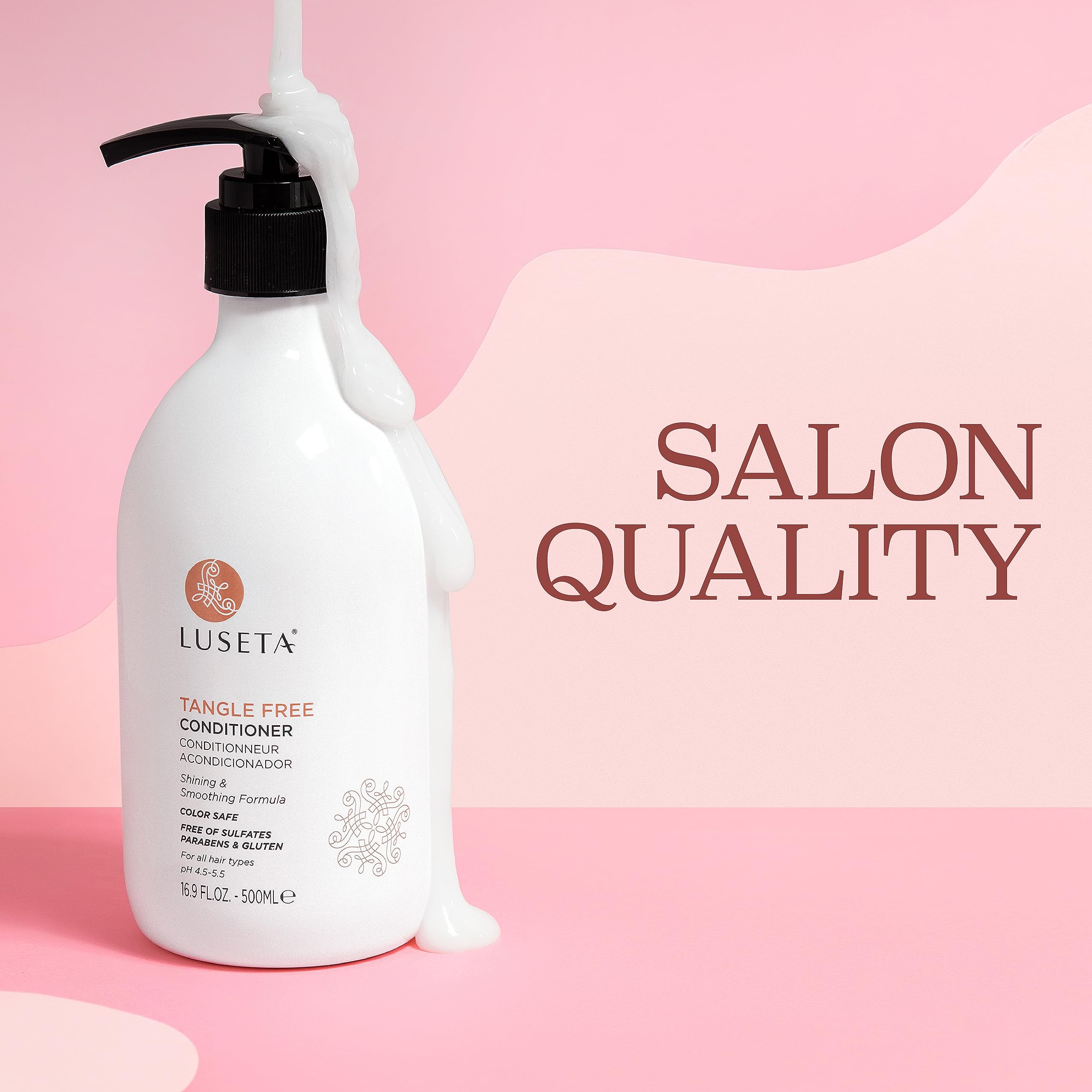 Luseta Tangle Free Routine Conditioner for Women and Men Sulfate Free Conditioner for Detangling with Keratin and Argan Oil for Curly and Wavy Hair 16.9oz