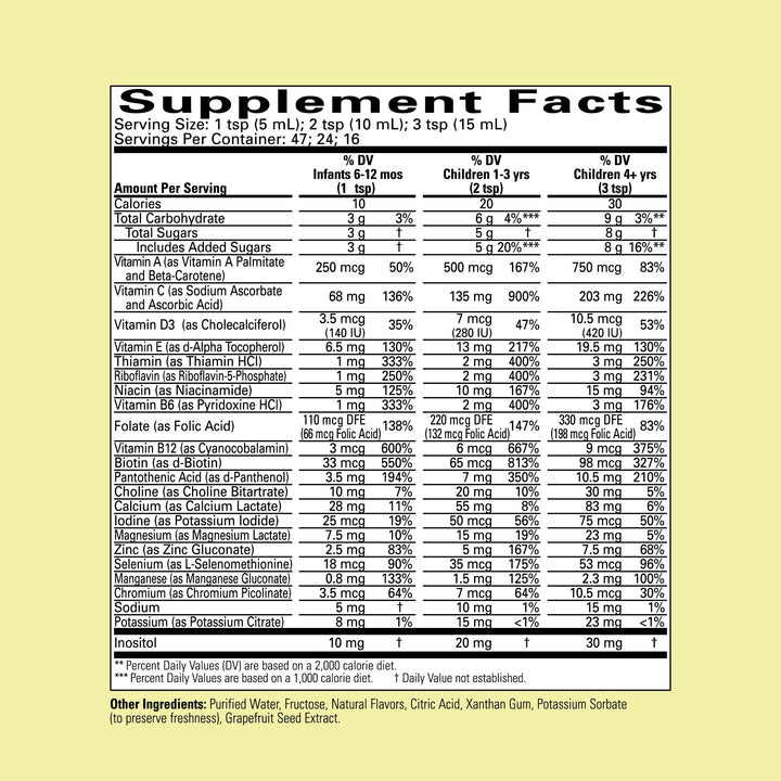 CHILDLIFE ESSENTIALS Kids Multivitamin & Mineral - Kids Vitamins, Liquid Multivitamin for Kids, Toddler Multivitamins, Liquid Vitamins, Baby Multivitamin - Natural Orange & Mango, 8 Fl Oz (Pack of 1)