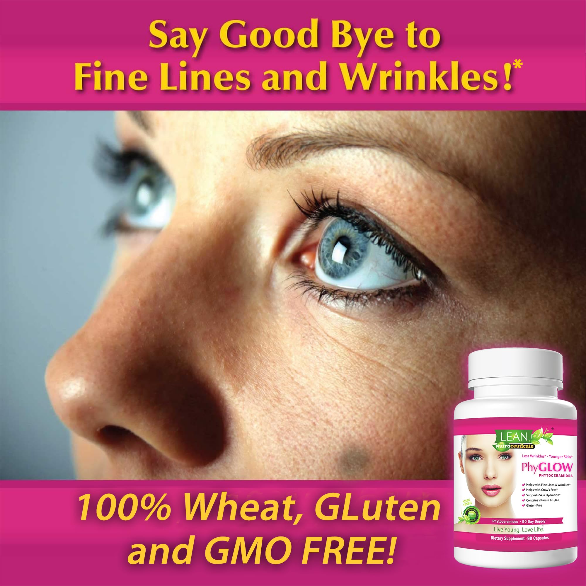 Skin Care Phytoceramides, 90 Day Hydration Focus Super Ceramide Supplements for Women and Men, Wrinkle Support Factor Pills, Give youth to the Face with Multivitamin A, C, D, E Gluten Free 90 Capsules