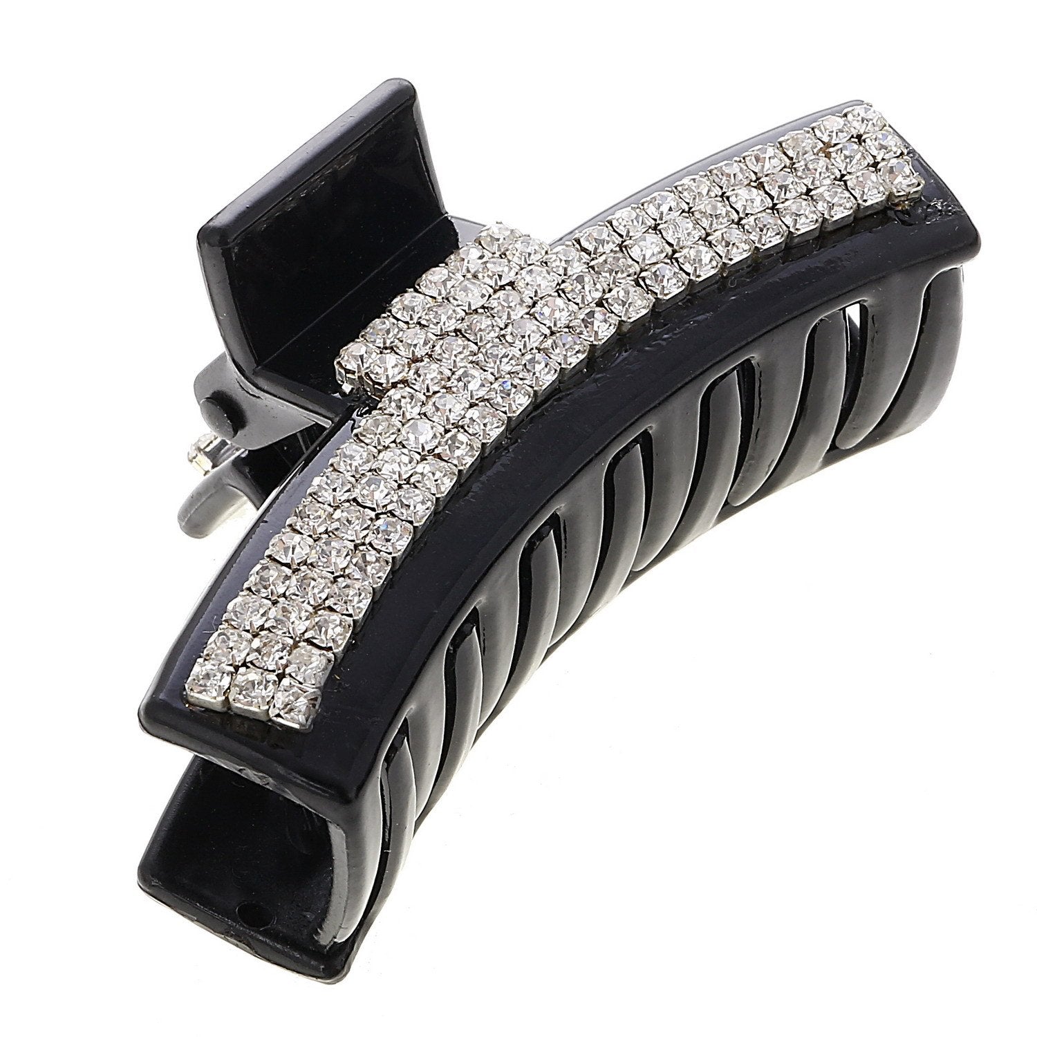 Numblartd Women Lady Exquisite Black Acrylic Full Diamond Rhinestones Plate Hair Jaw Clips Hairpin - Fancy Bathe Hair Claw Clip for Thick Hair (C#) : C#