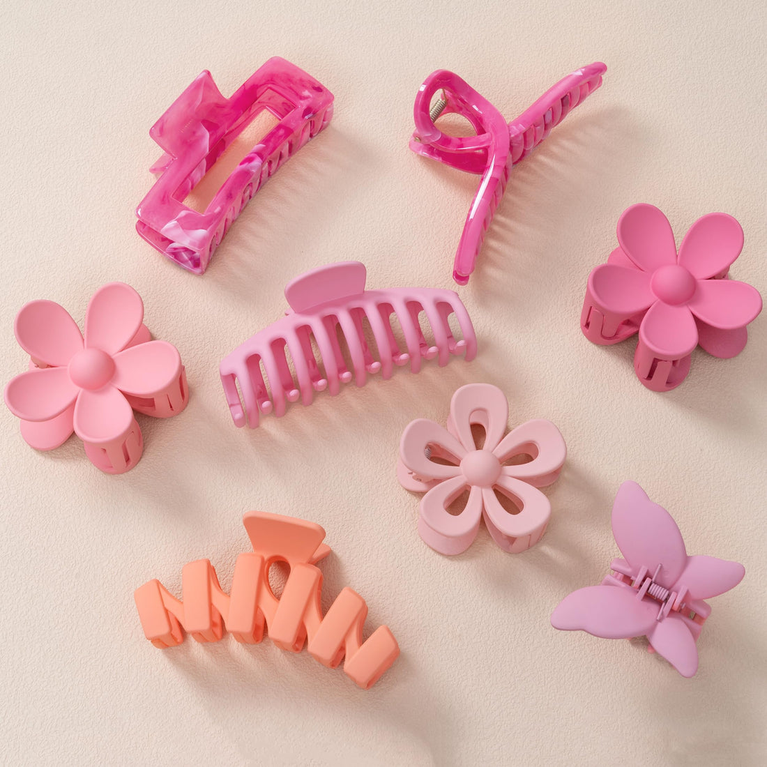 8PCS Flower Clips for Women, Thick Hair Accessories with Multi-Styles, Neutral Colors and Variety Pack, Ideal for Girls