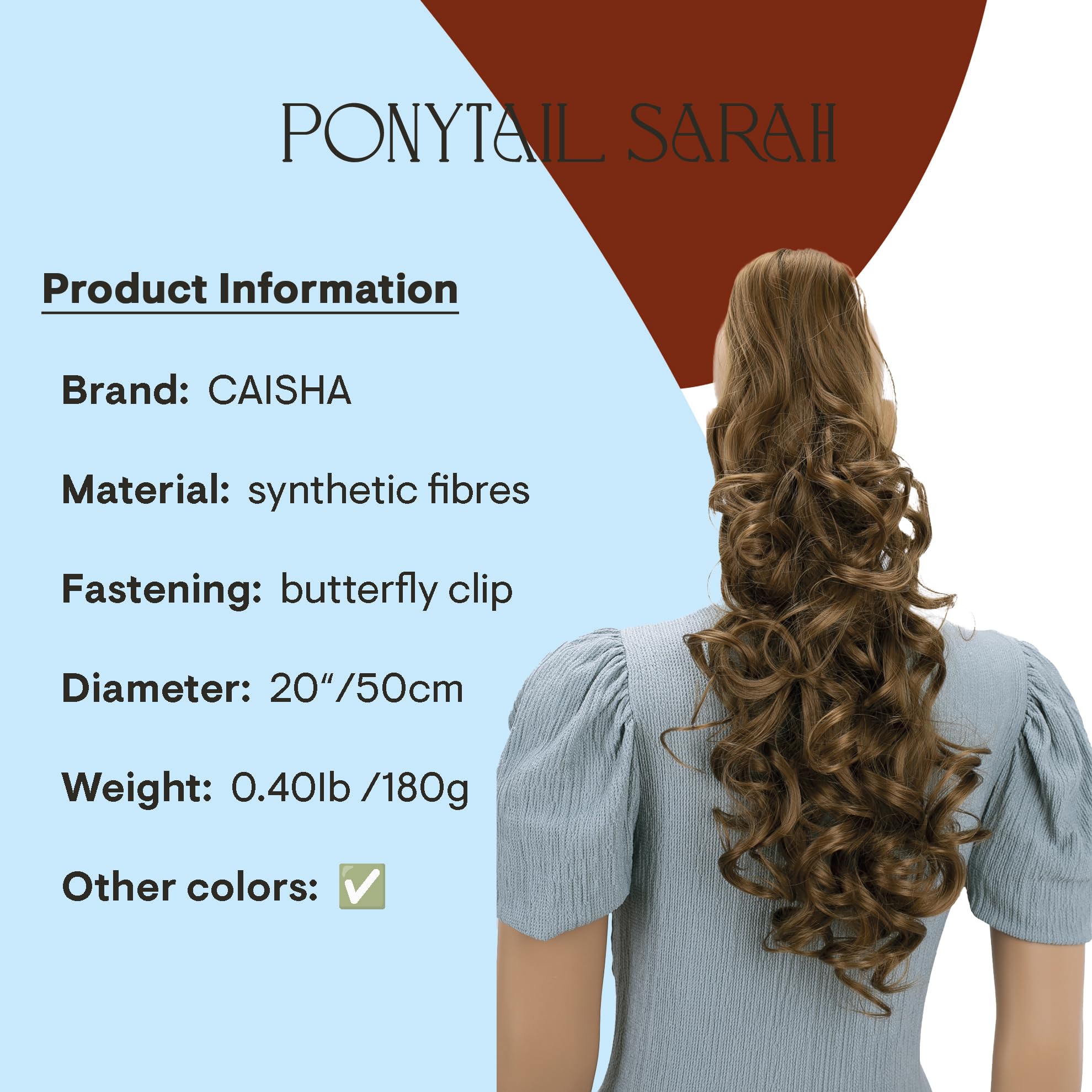 22 & 140g Hair Piece Pony Tail Extension (MEDIUM BROWN BRUNETTE DARK BLONDE) Long & Voluminous Curled Wavy Heat-Resisting Like Real Human Hair