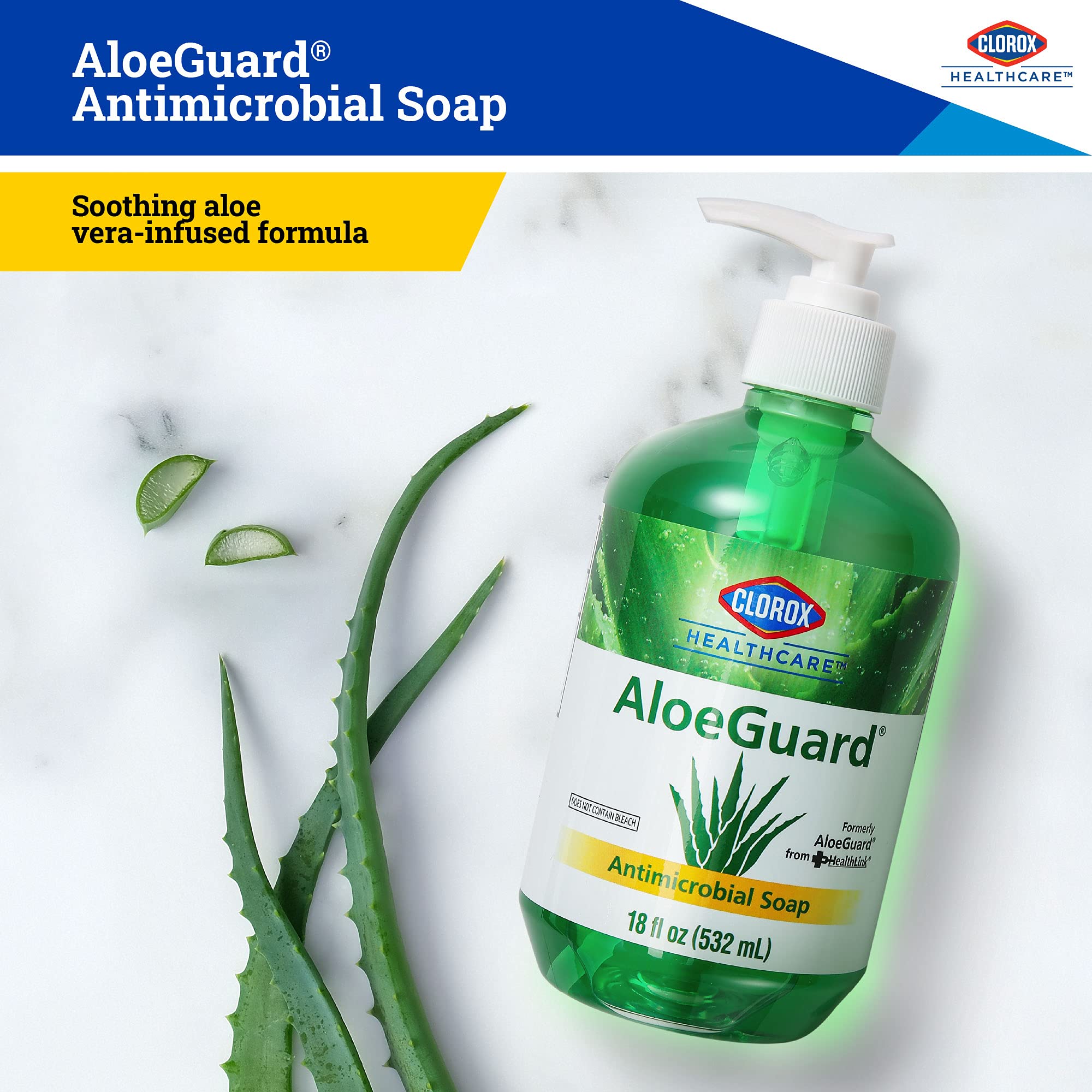 Clorox Healthcare AloeGuard Antimicrobial Soap 18 Ounce Antimicrobial Hand Soap from for Healthcare Professionals | Hand Soap for Everyday Use with Aloe Vera to Soothe & Moisturize Hands