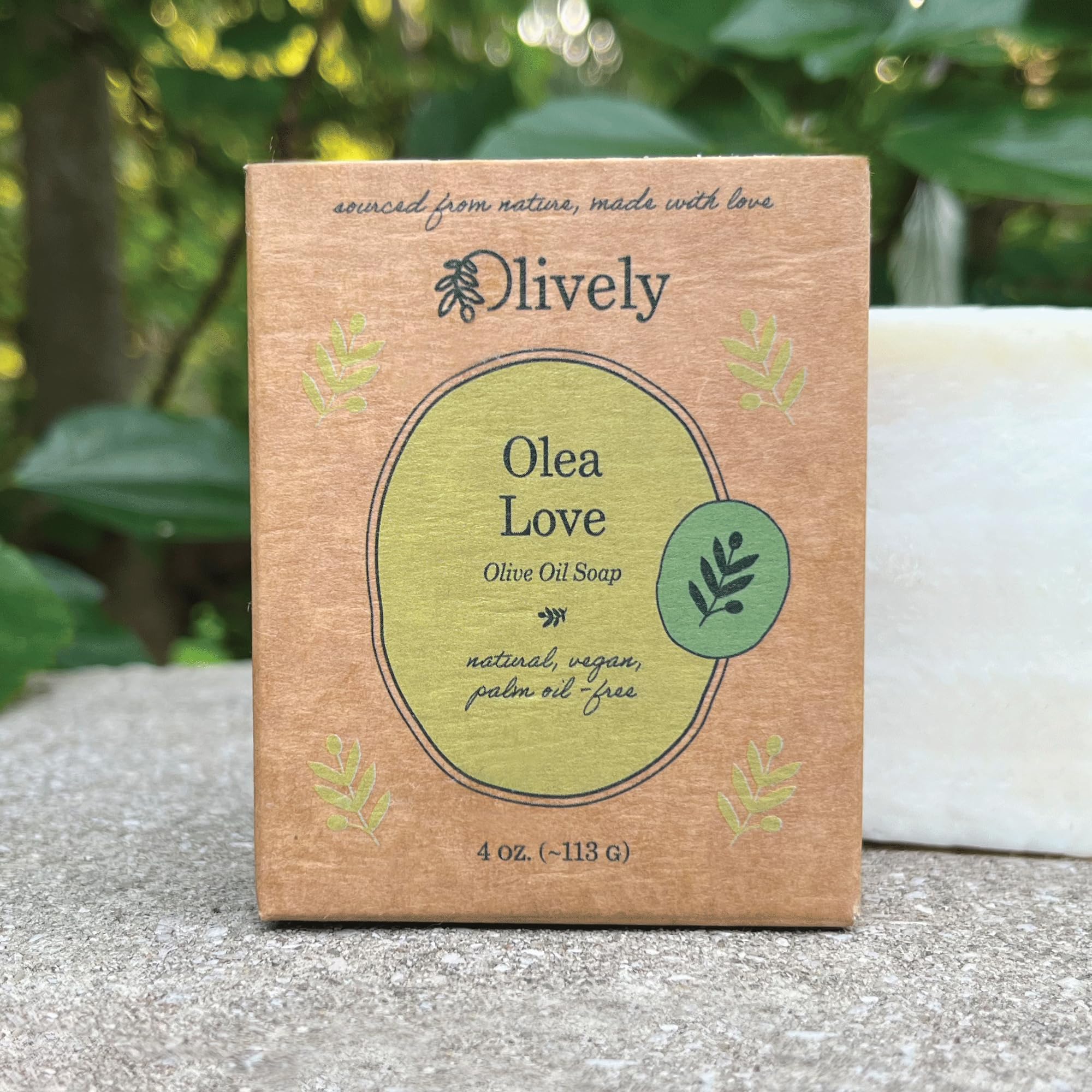 Olively Olea Love - All Natural Soap Bar - Soap Bar handmade with Pure Olive Oil - Bar Soaps made with 100% natural ingredients - Body and Bath Soap - Vegan, non-toxic, chemical free