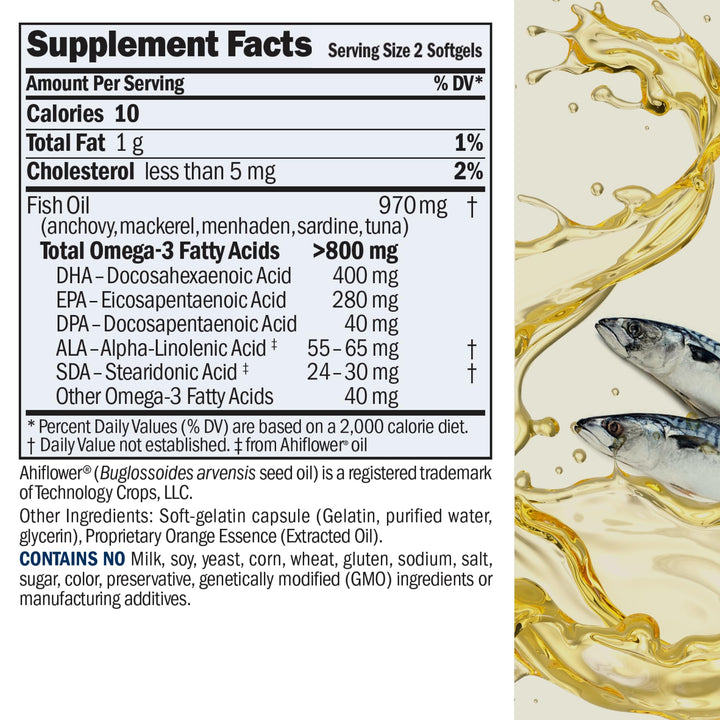 Andrew Lessman Essential Omega-3 Orange - 180 Softgels - Ultra-Pure, High Potency Omega-3 Oils. High DHA, No Stomach Upset, No Contaminants, No Mercury. Small Easy to Swallow Softgels