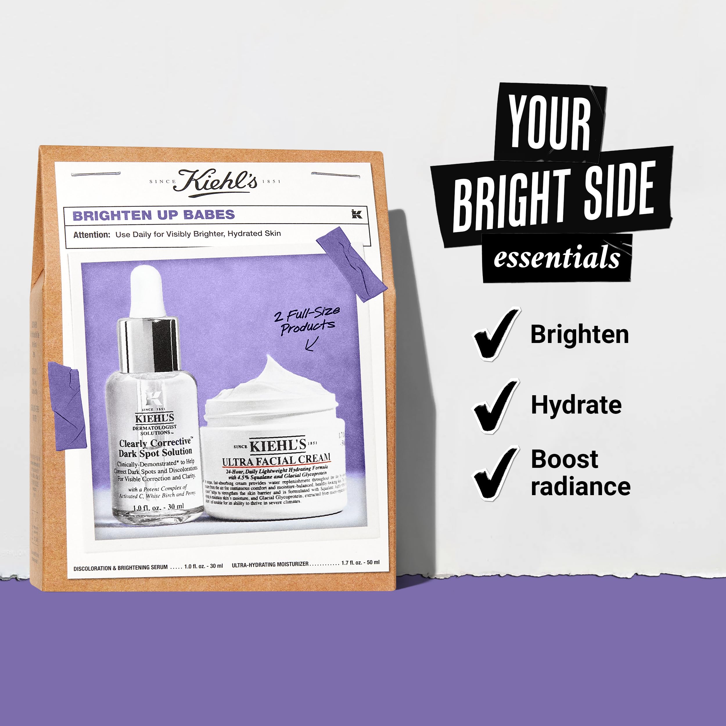 Kiehl's Brightening Skincare Set - $104 Value Routine Including Dark-Spot Fading Serum And Best-Selling Moisturizer - Brighten & Hydrate Skin