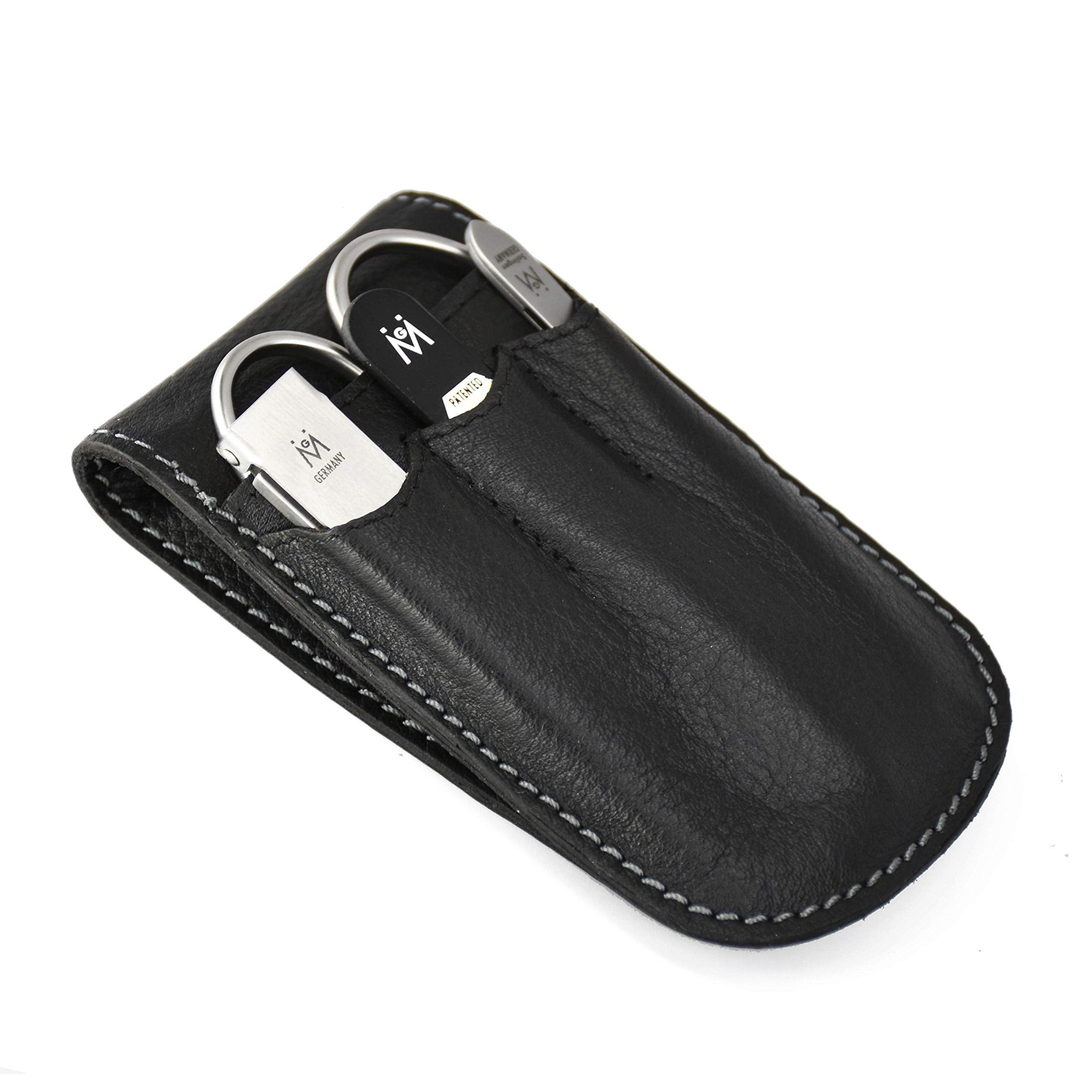 Travel manicure set - 4pc matte stainless steel in black leather case by GERManikure