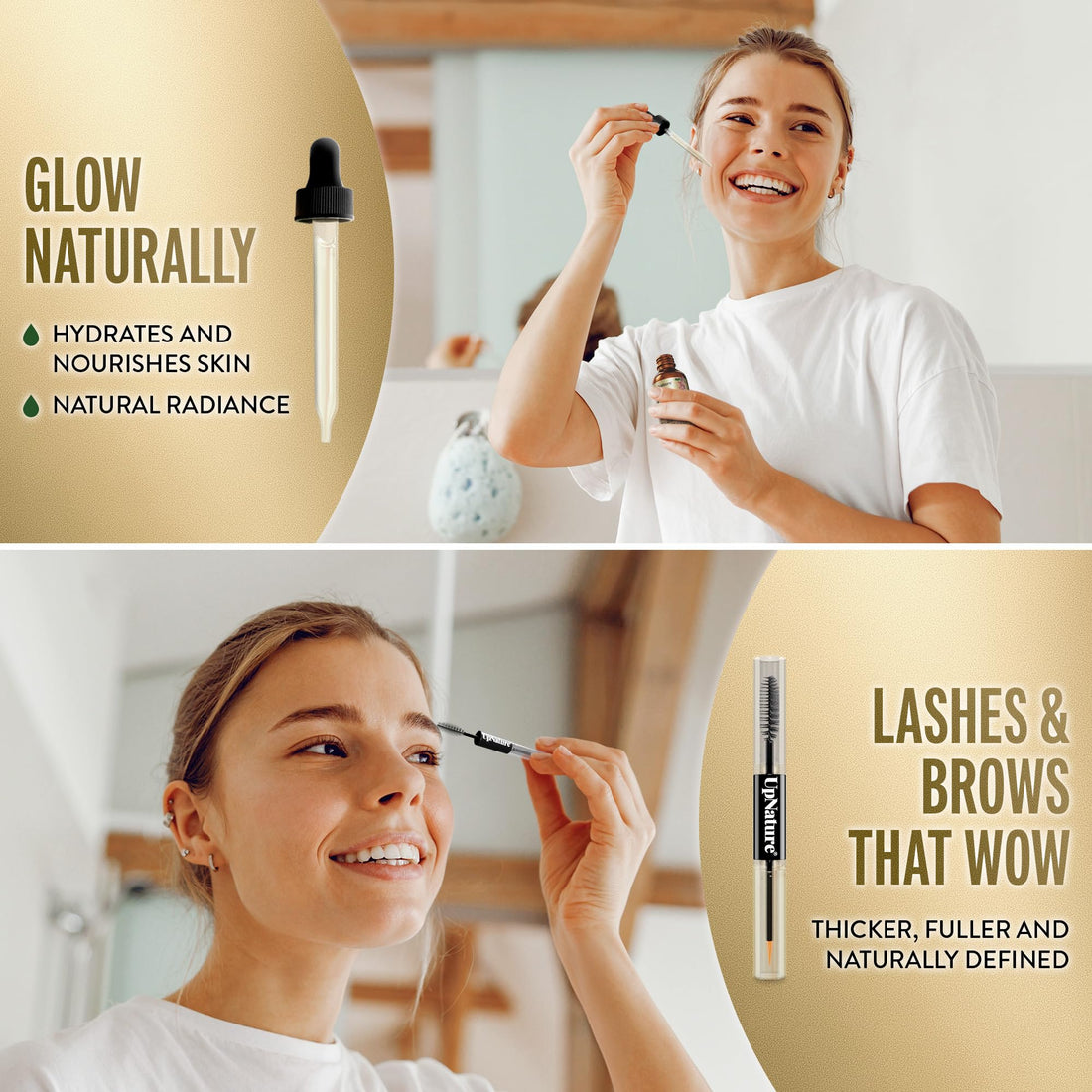 UpNature Organic Castor Oil for Eyelashes – Lash Serum for Eyelash Growth with Hexane-Free Cold-Pressed Oil (2oz) Includes Mascara Tube