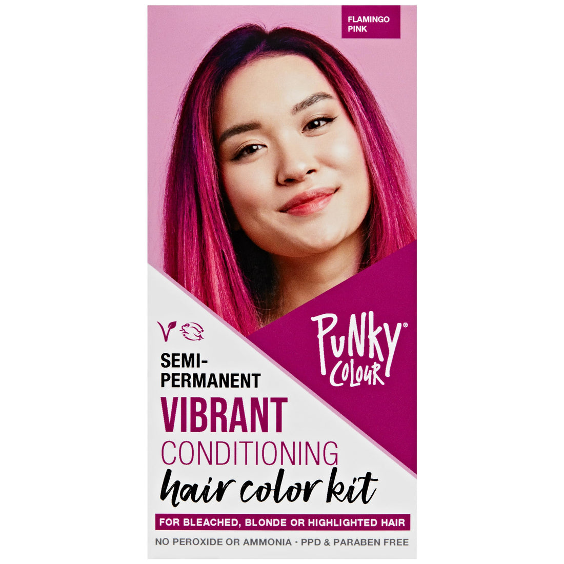 Punky Colour Box Kit Flamingo Pink Semi Permanent Hair Color - Vegan, Cruelty-Free Conditioning Hair Dye, Lasts Up to 35 Washes