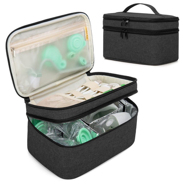 BAFASO Wearable Breast Pump Bag Compatible with Momcozy S12 Pro, Momcozy M5, Elvie Breast Pump, Carrying Case for Wearable Breast Pump and Extra Parts, Black