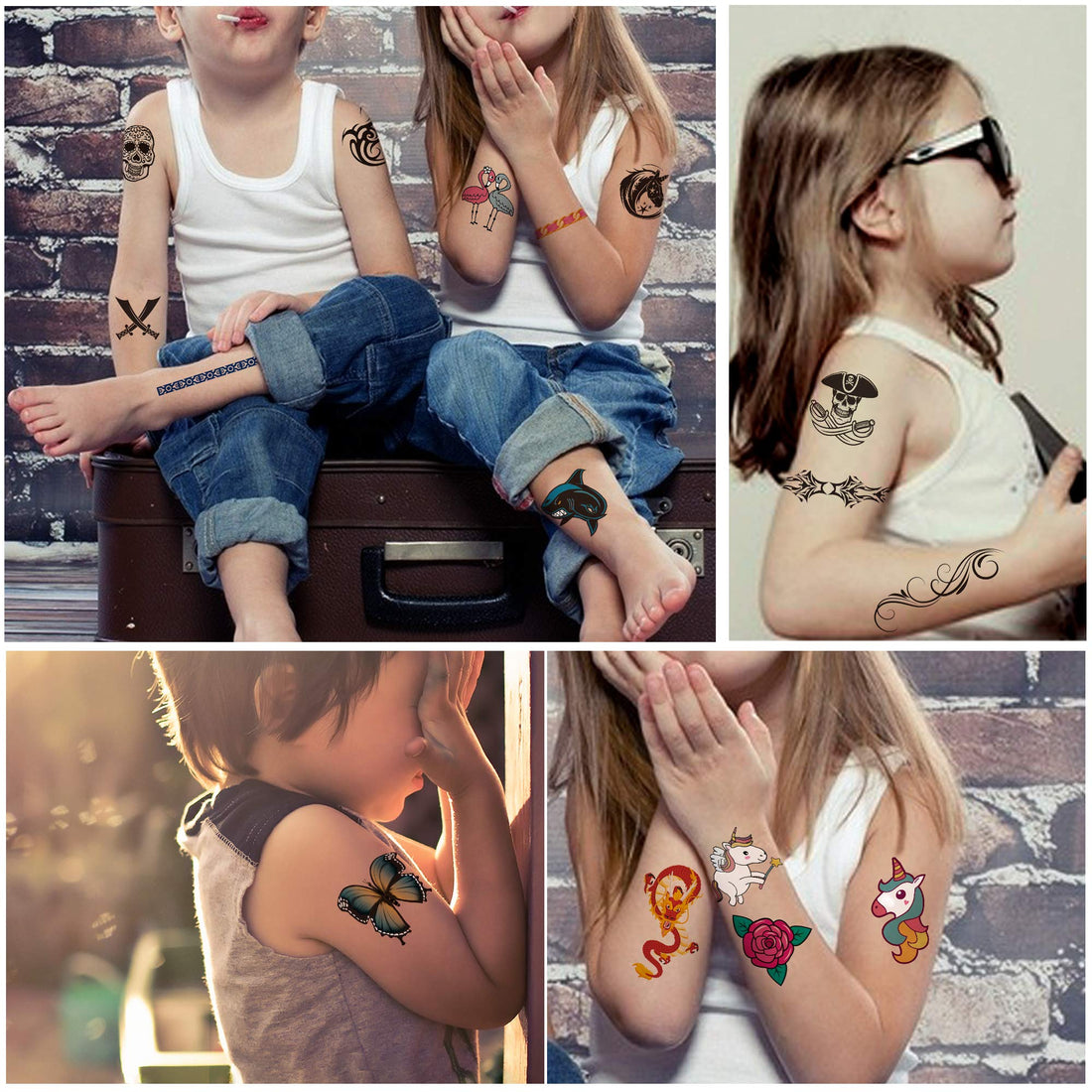 NOTE Temporary Tattoos for Kids - 72 Tattoos on 36 Sheets Great for Party Favors and Decorations