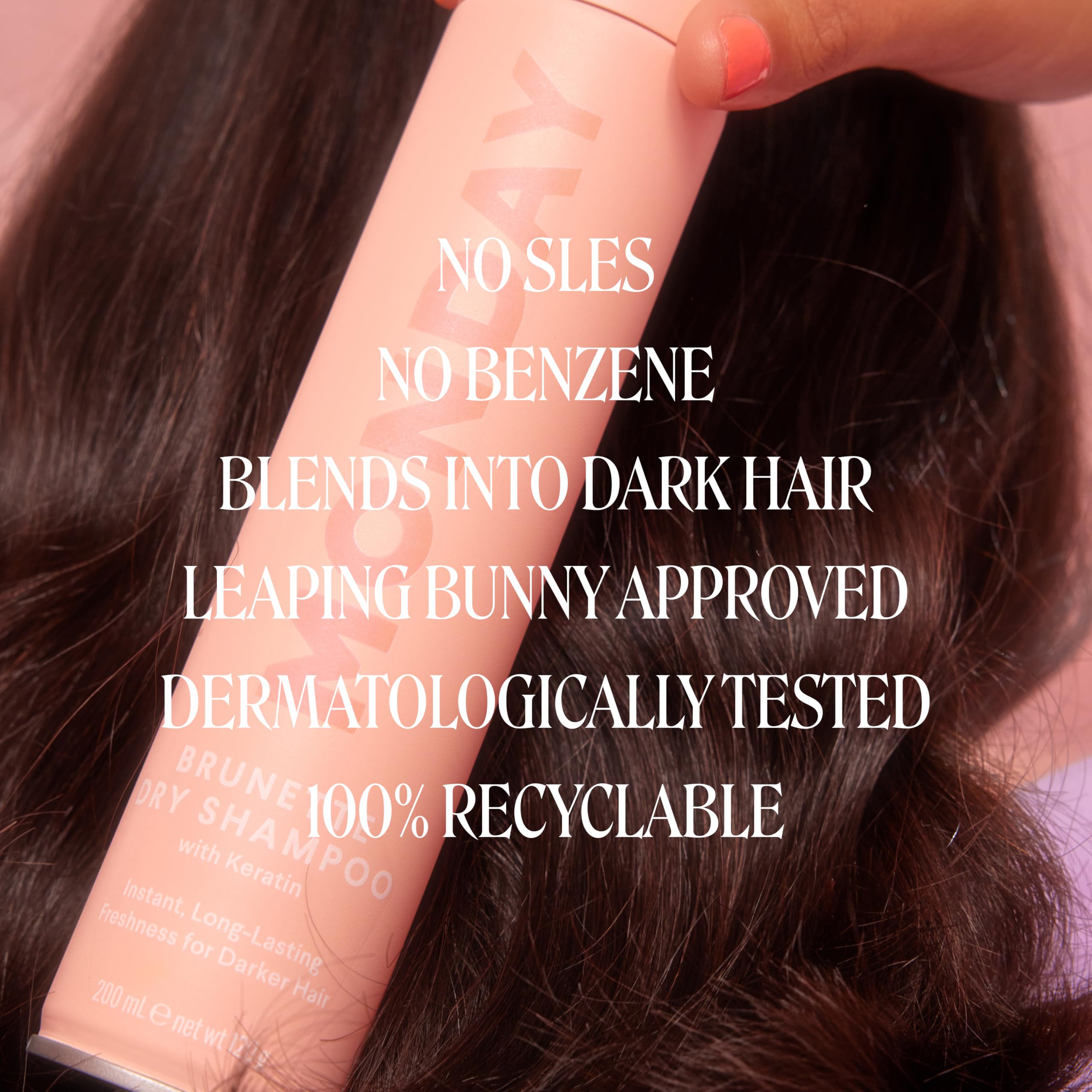 MONDAY HAIRCARE Dry Shampoo Brunette 5.1 oz, Freshens Hair, Absorbs Oil, Nourishes with Keratin, Protects Hair