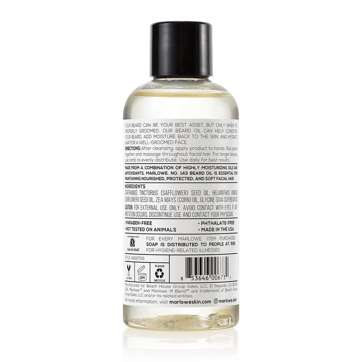 Marlowe. No. 143 Men's Beard Oil 3 oz