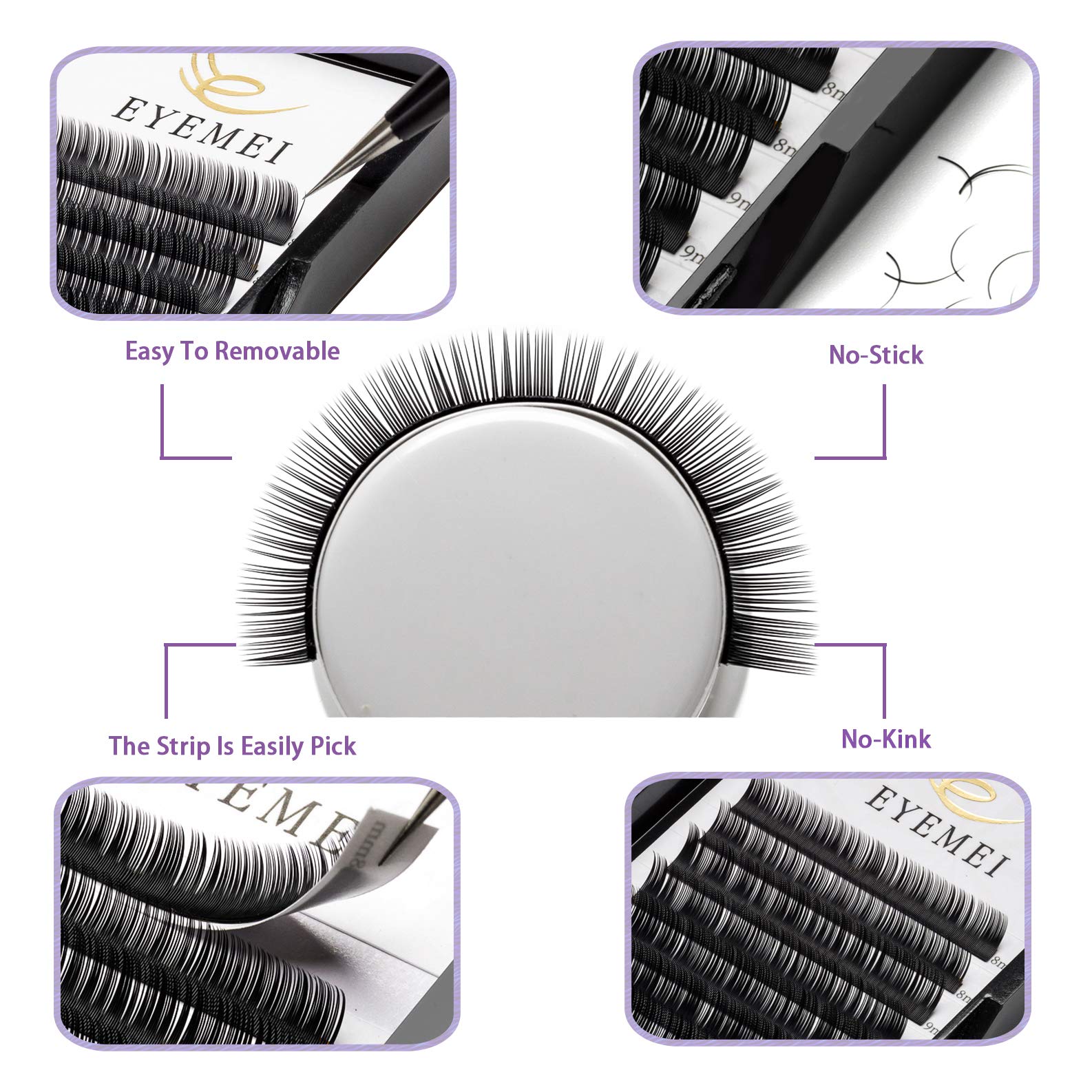 Eyelash Extension 0.15 C Curl 14mm Tray Mink Eyelash Extensions Individual Lashes Classic Faux Mink Eyelash Extension Supplies for Professional Salon Eyelashes by EYEMEI (C-0.15-14mm)