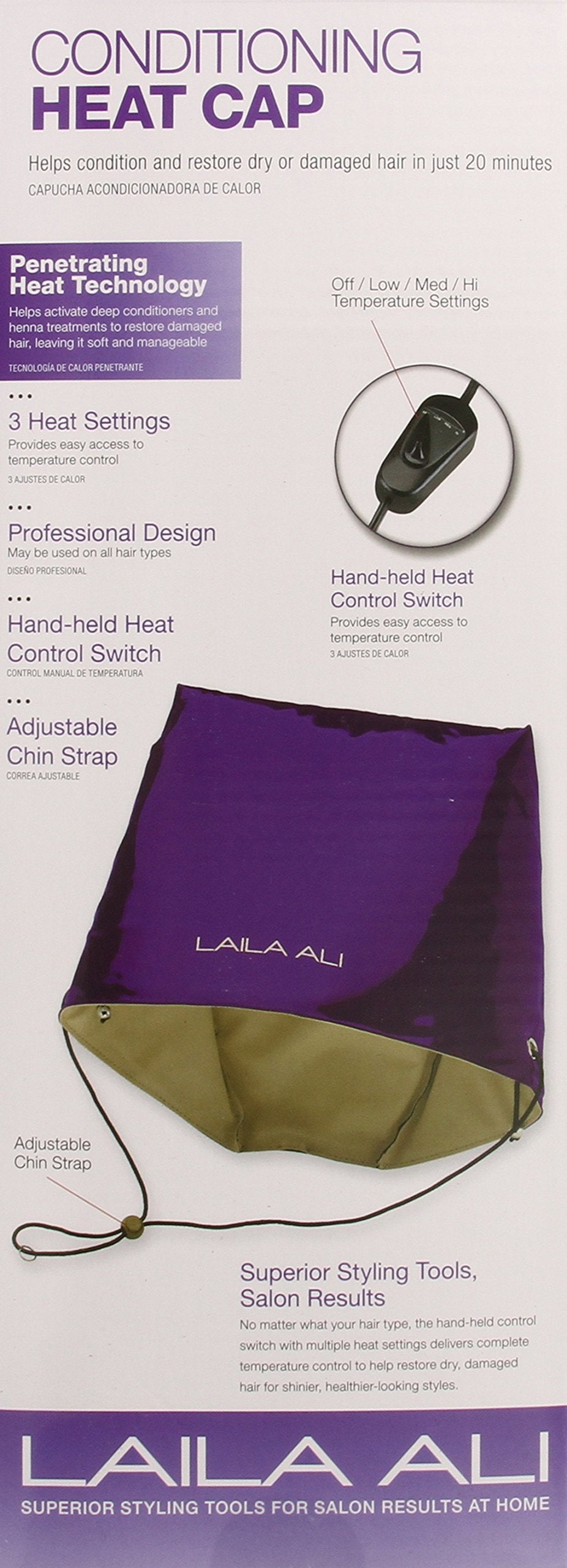 Laila Ali Conditioning Heat Cap, Purple, 0.85 Ounce